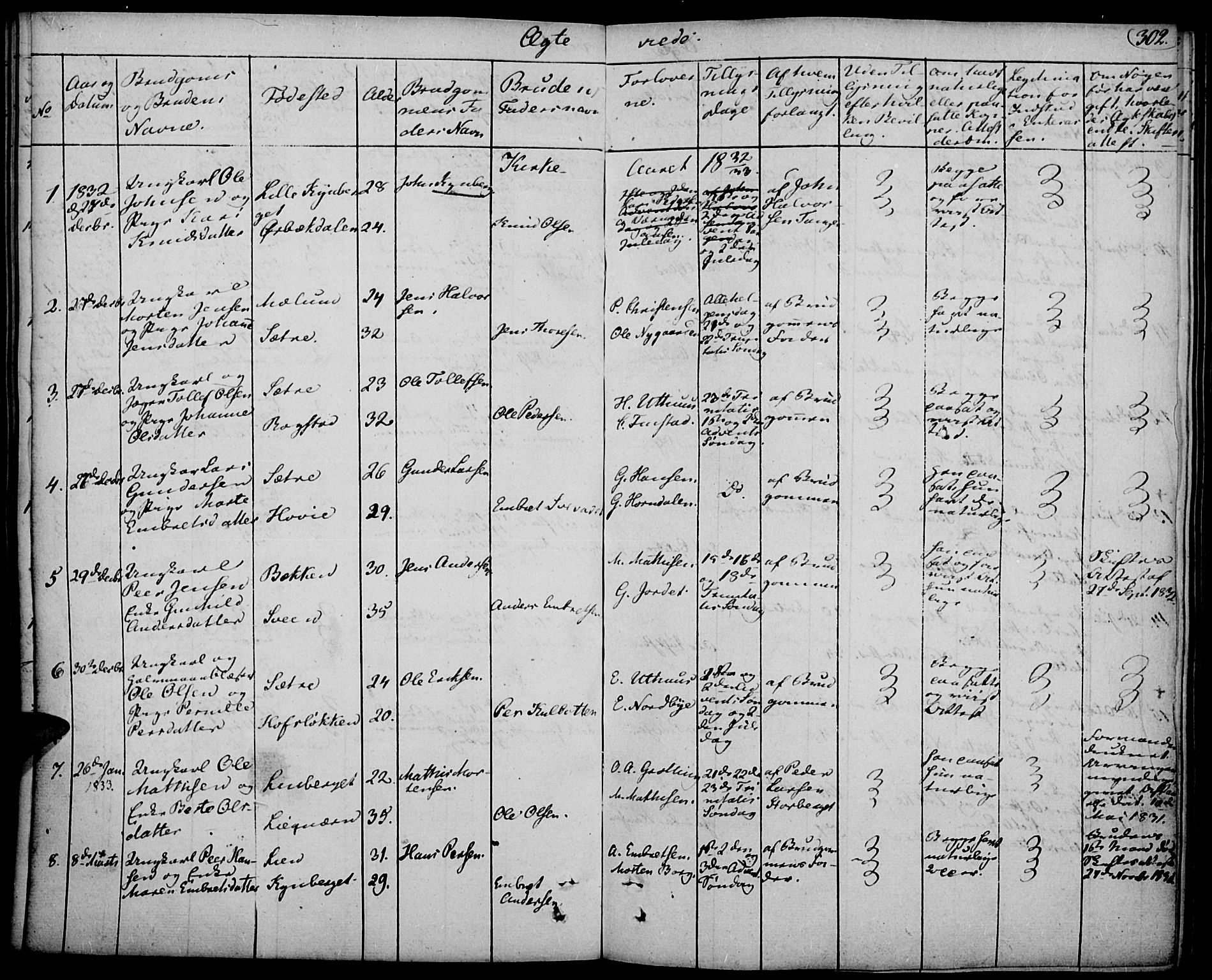 Elverum prestekontor, AV/SAH-PREST-044/H/Ha/Haa/L0008: Parish register (official) no. 8, 1830-1842, p. 302