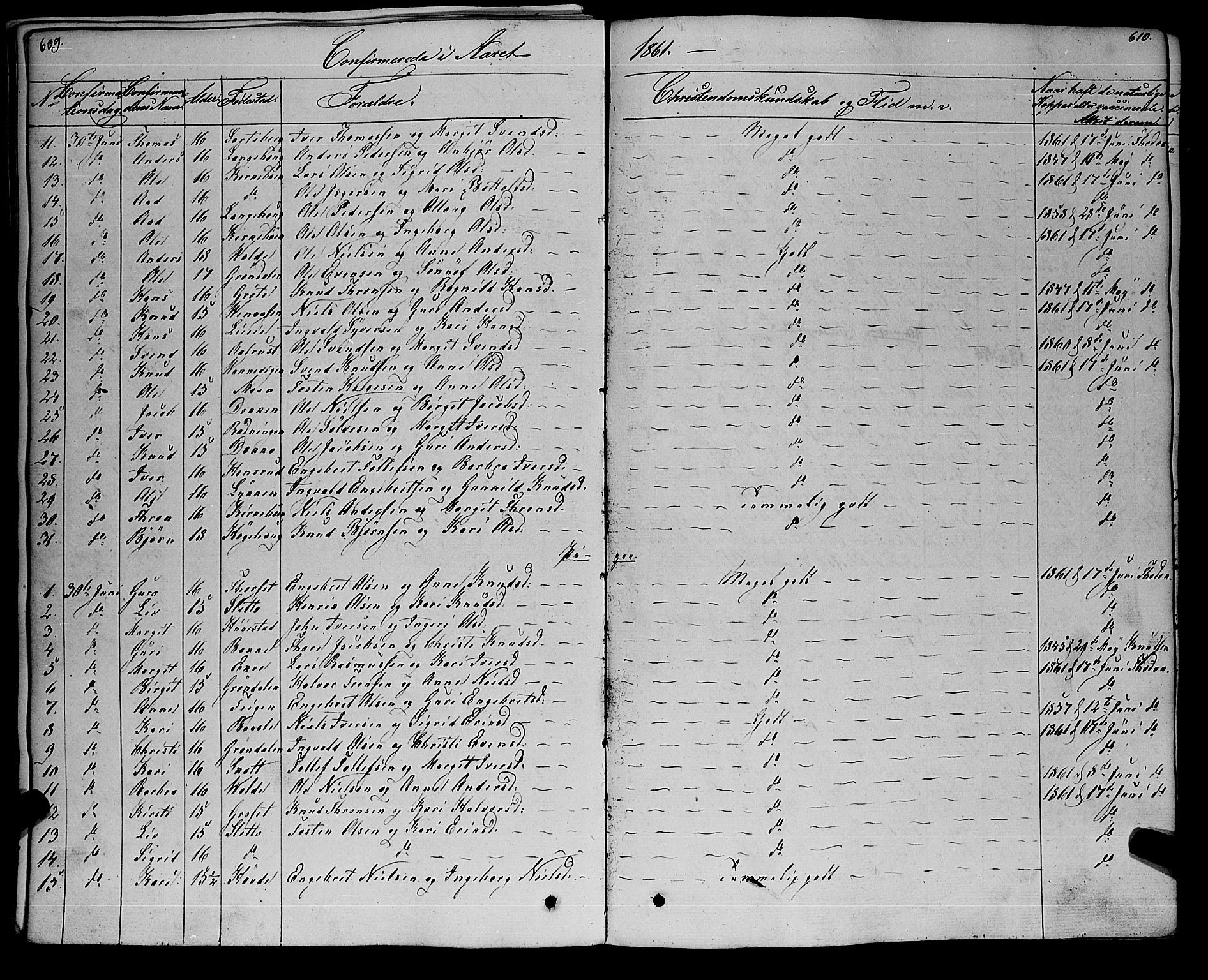 Gol kirkebøker, SAKO/A-226/F/Fa/L0002: Parish register (official) no. I 2, 1837-1863, p. 609-610