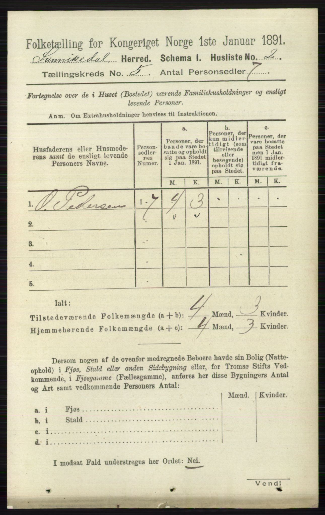 RA, 1891 census for 0816 Sannidal, 1891, p. 1969