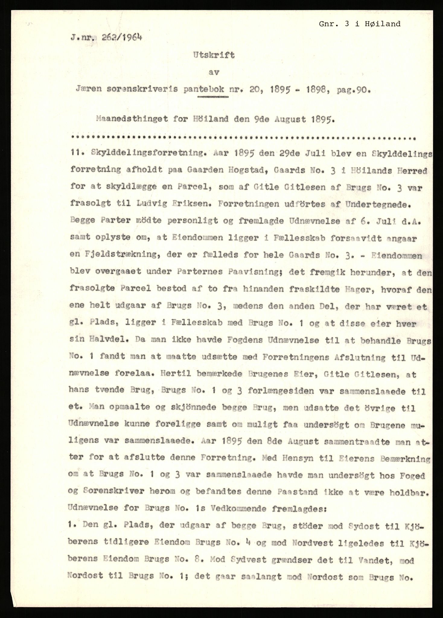 Statsarkivet i Stavanger, AV/SAST-A-101971/03/Y/Yj/L0038: Avskrifter sortert etter gårdsnavn: Hodne - Holte, 1750-1930, p. 296