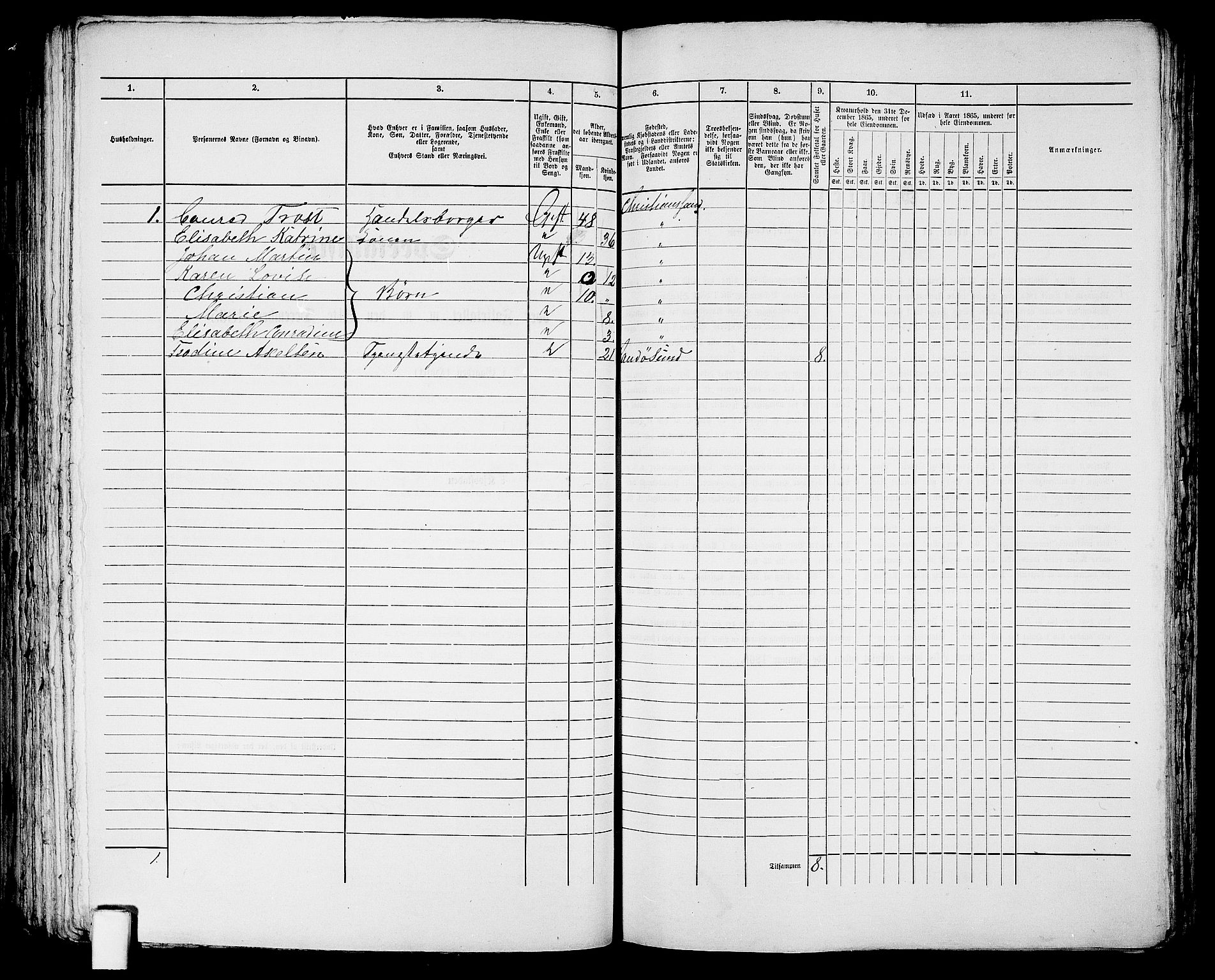 RA, 1865 census for Kristiansand, 1865, p. 1760