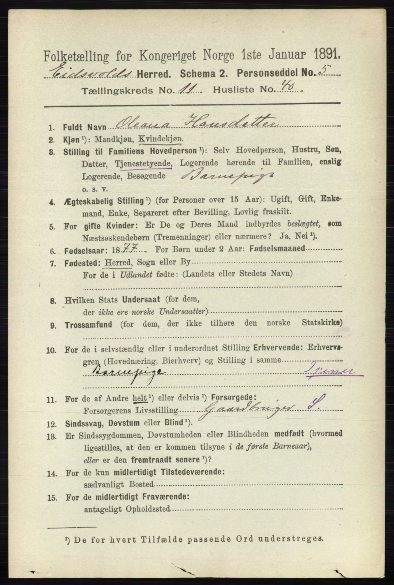 RA, 1891 census for 0237 Eidsvoll, 1891, p. 7959