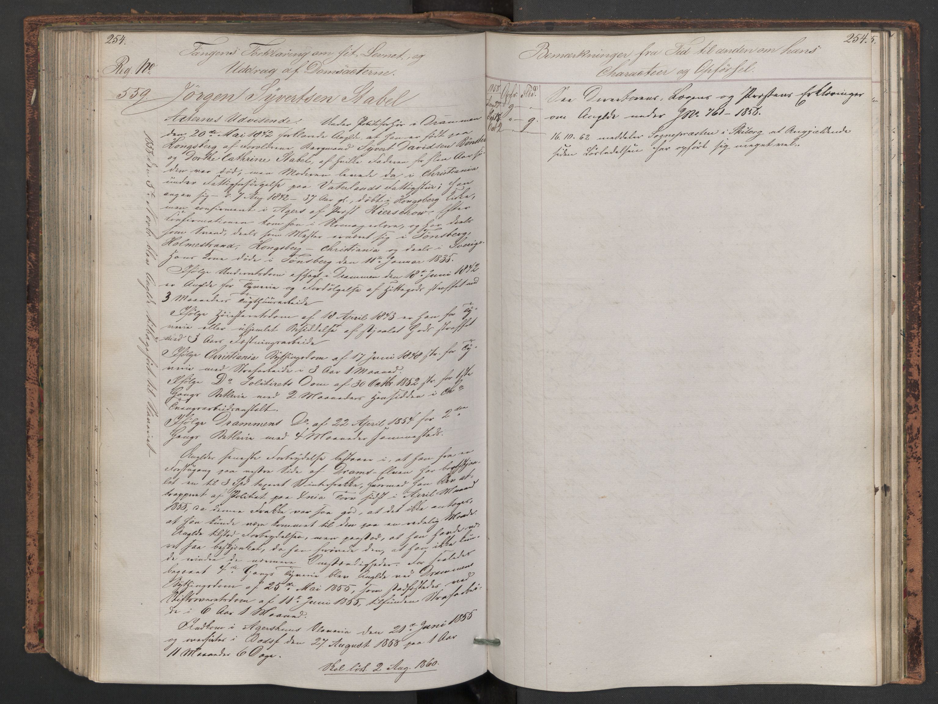 Botsfengslet, AV/RA-S-1539/D/Db/Dbb/L0005: 272b - 613b, 1857-1858, p. 254