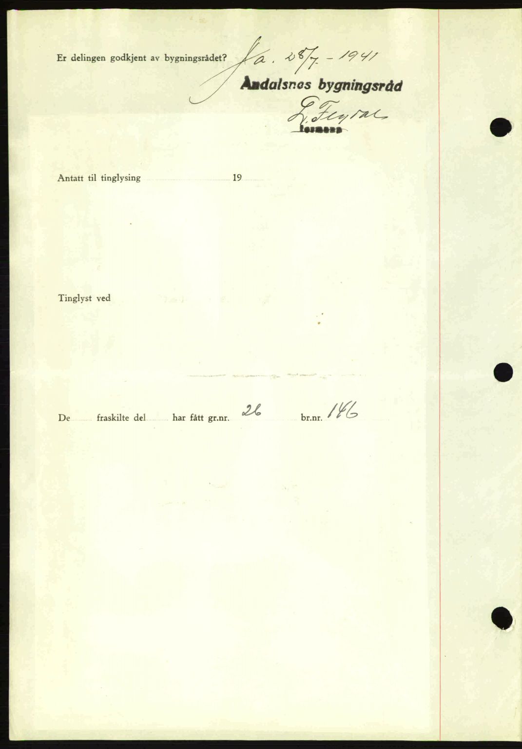 Romsdal sorenskriveri, AV/SAT-A-4149/1/2/2C: Mortgage book no. A10, 1941-1941, Diary no: : 1317/1941