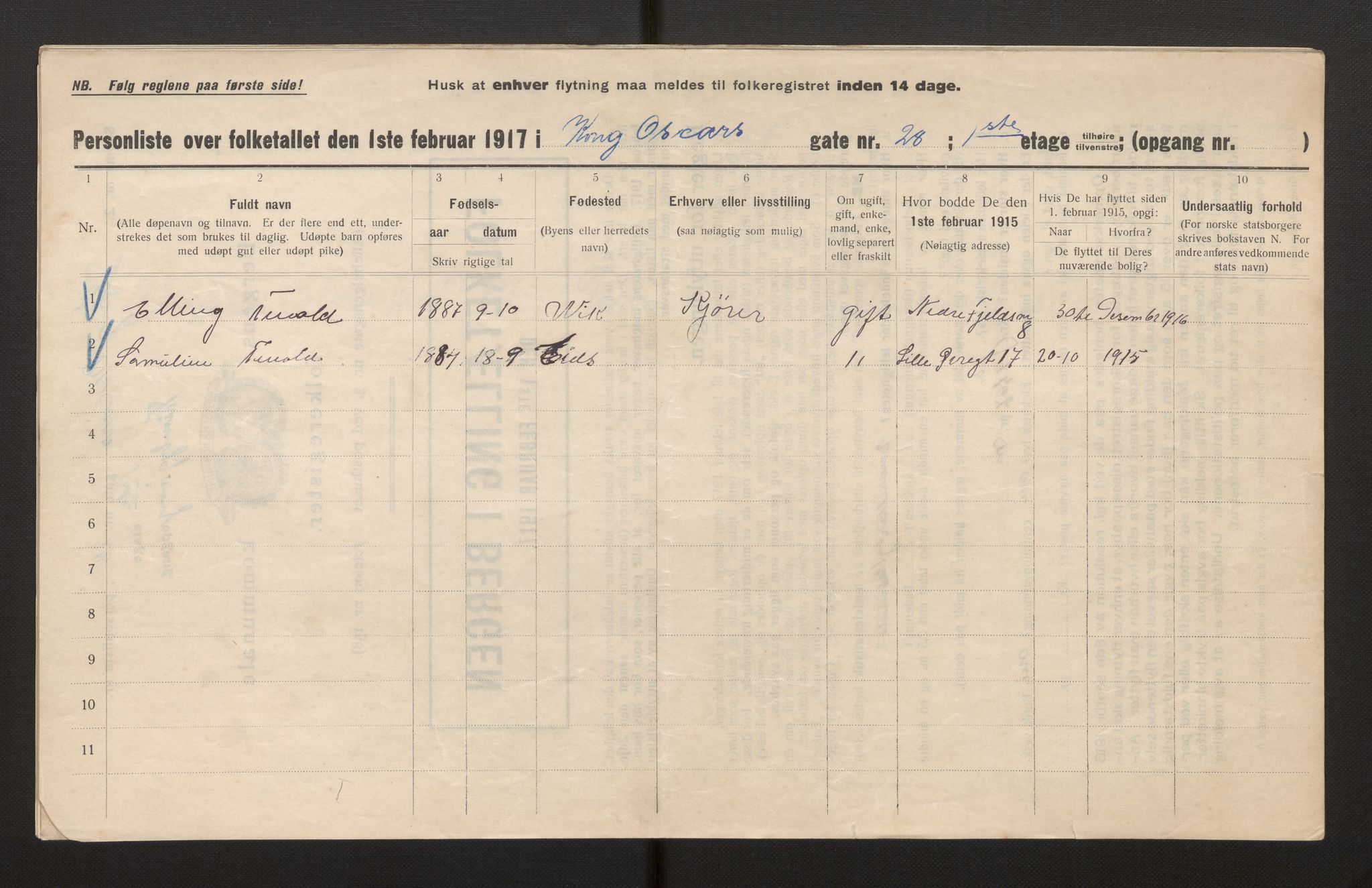 SAB, Municipal Census 1917 for Bergen, 1917, p. 19172