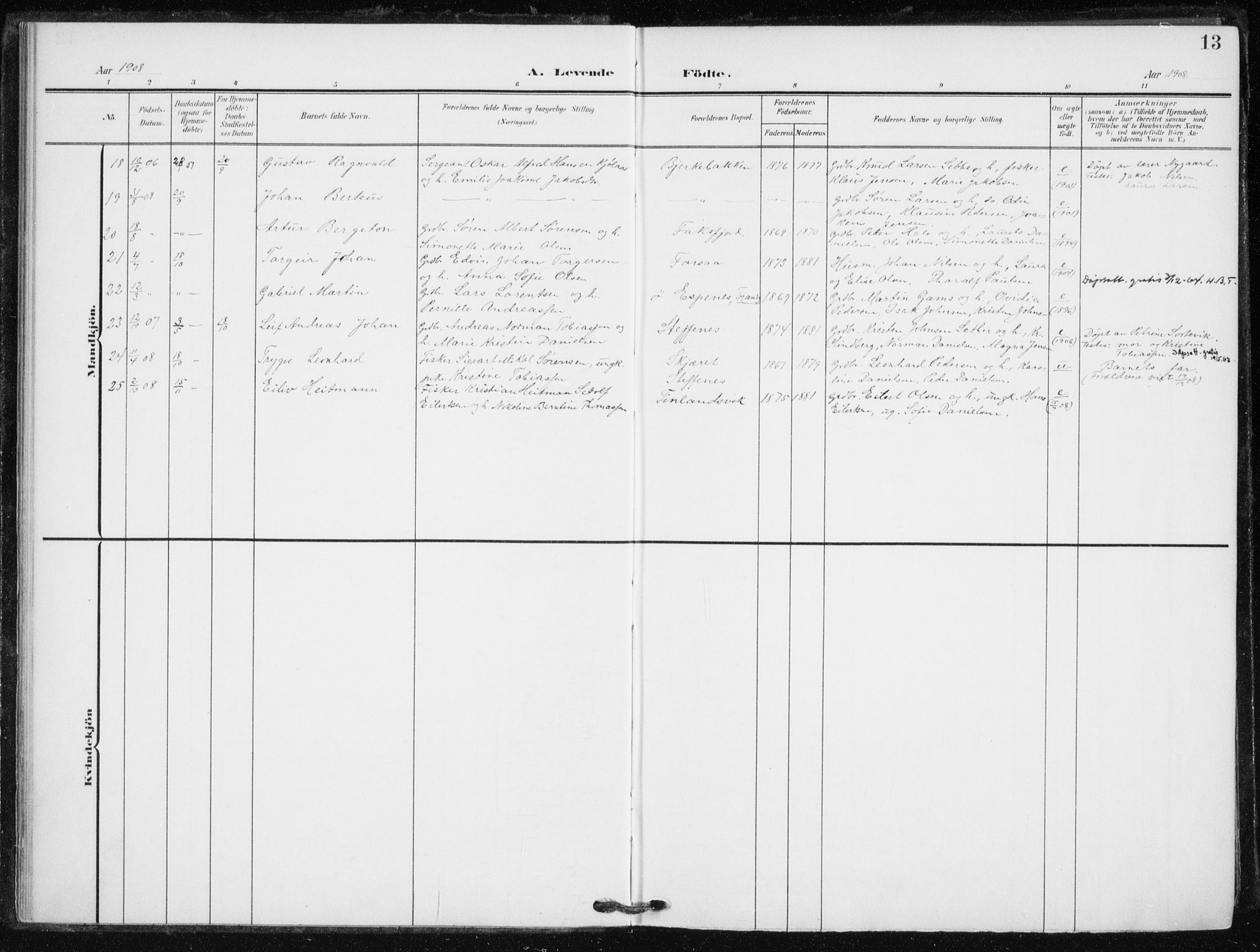 Tranøy sokneprestkontor, AV/SATØ-S-1313/I/Ia/Iaa/L0013kirke: Parish register (official) no. 13, 1905-1922, p. 13