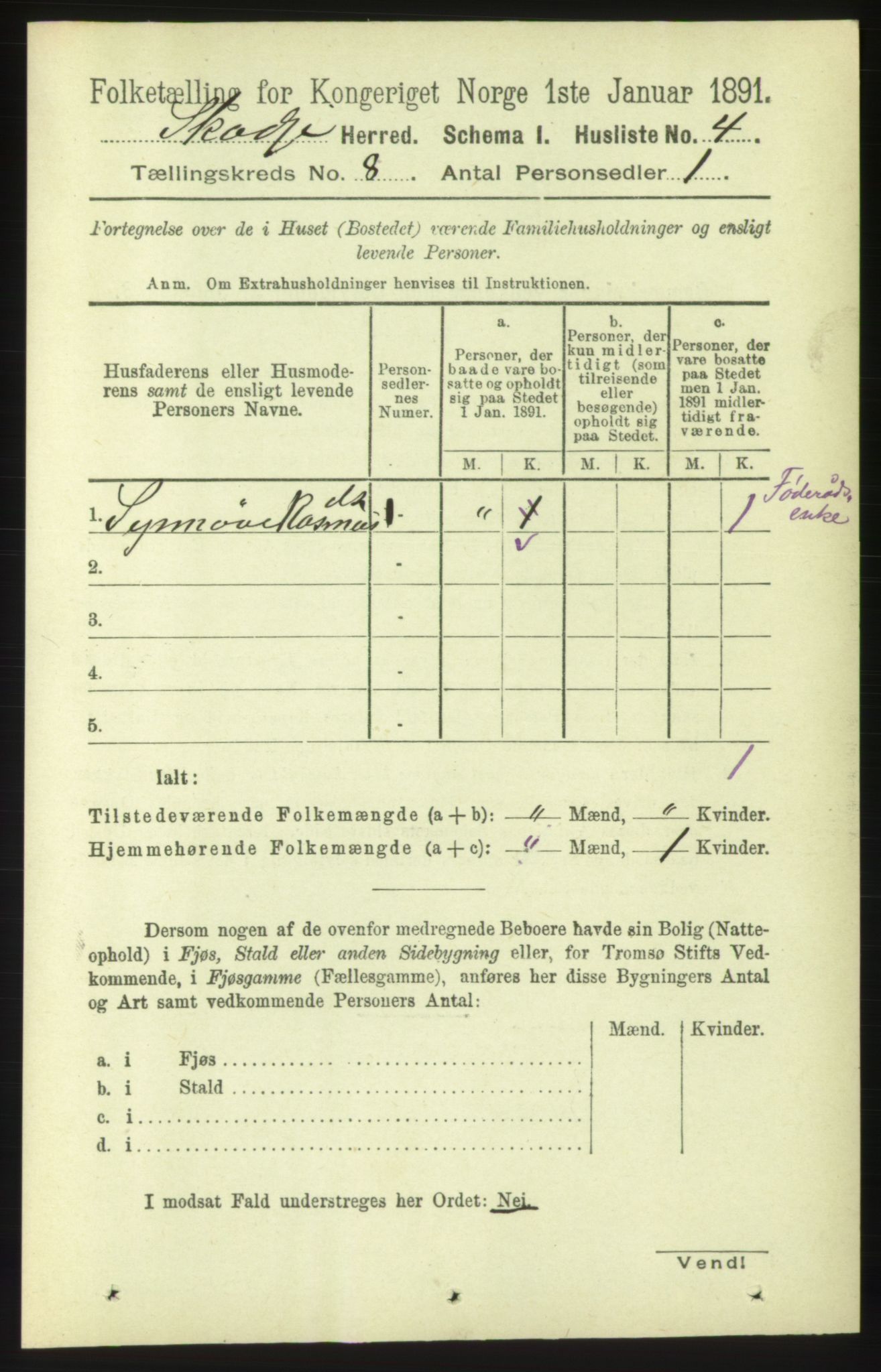 RA, 1891 census for 1529 Skodje, 1891, p. 1667