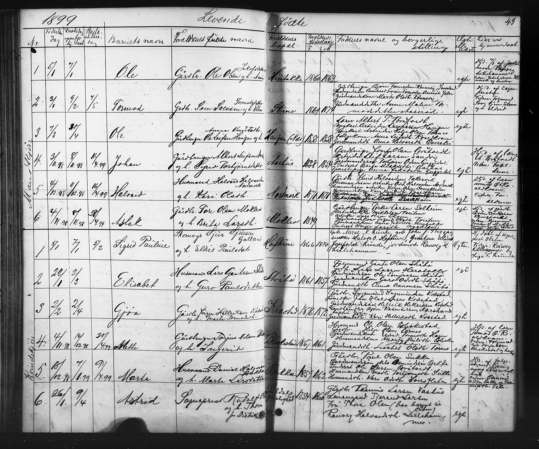 Suldal sokneprestkontor, AV/SAST-A-101845/01/V/L0005: Parish register (copy) no. B 5, 1885-1916, p. 49