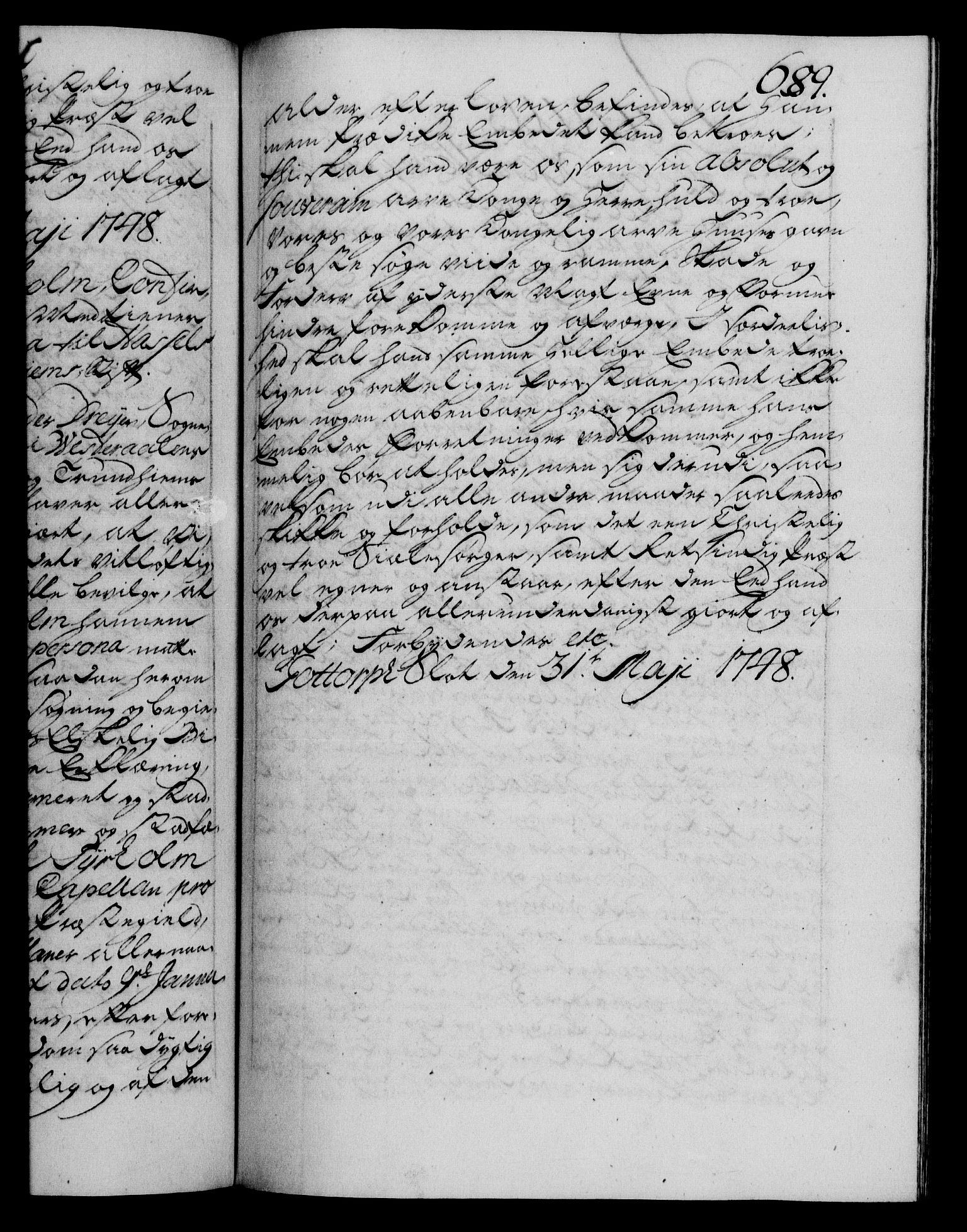 Danske Kanselli 1572-1799, RA/EA-3023/F/Fc/Fca/Fcaa/L0035: Norske registre, 1746-1748, p. 689a
