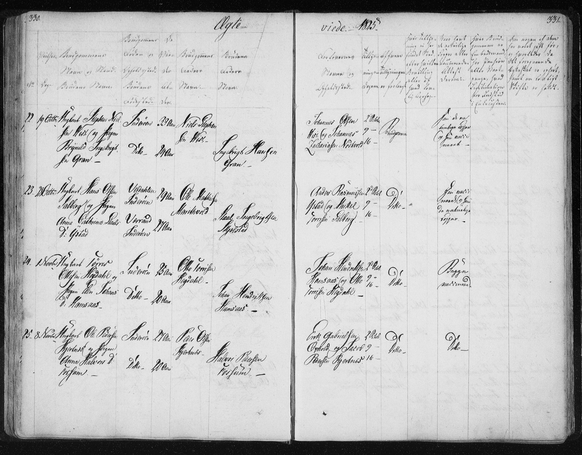 Ministerialprotokoller, klokkerbøker og fødselsregistre - Nord-Trøndelag, AV/SAT-A-1458/730/L0276: Parish register (official) no. 730A05, 1822-1830, p. 330-331