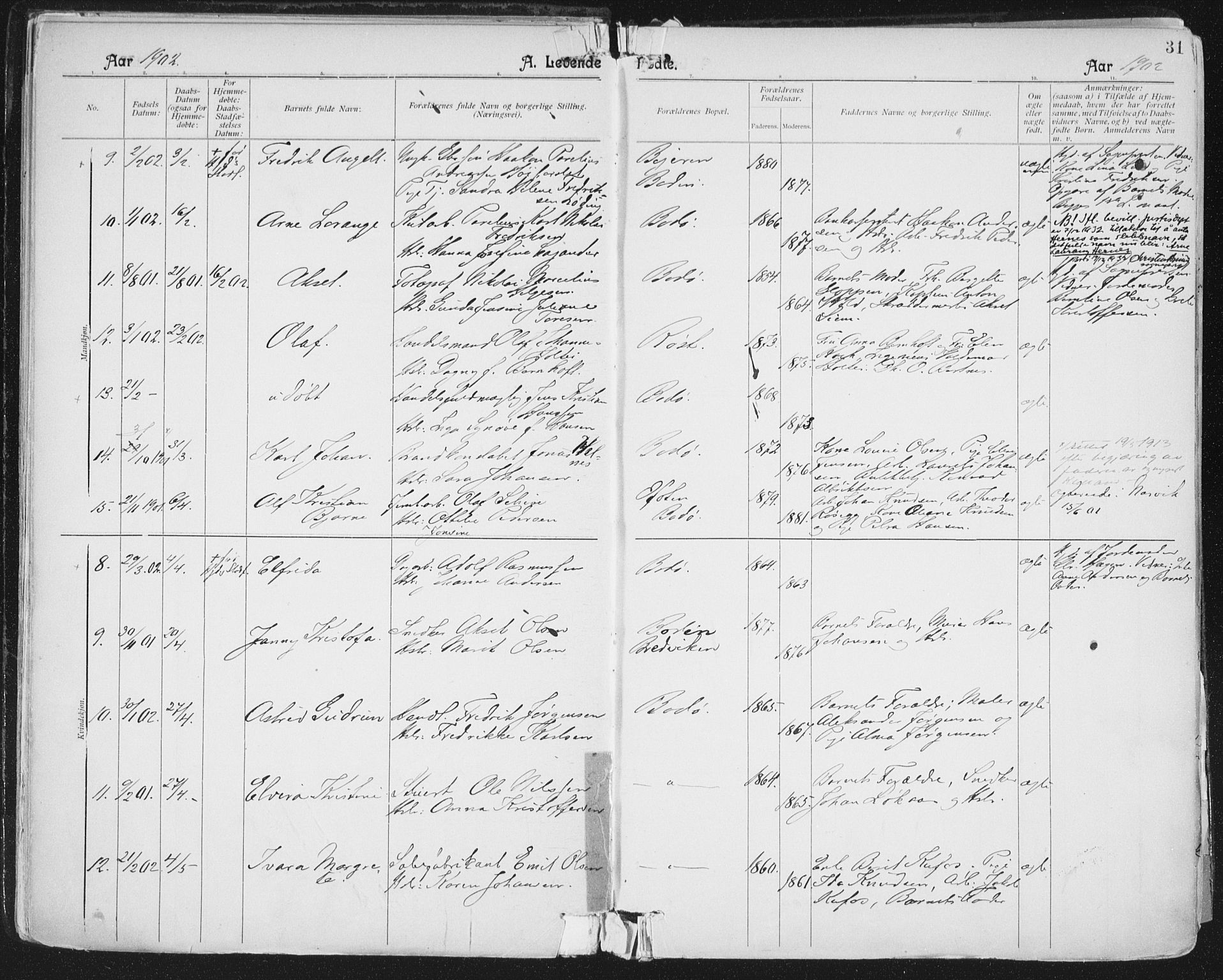 Ministerialprotokoller, klokkerbøker og fødselsregistre - Nordland, AV/SAT-A-1459/801/L0011: Parish register (official) no. 801A11, 1900-1916, p. 31