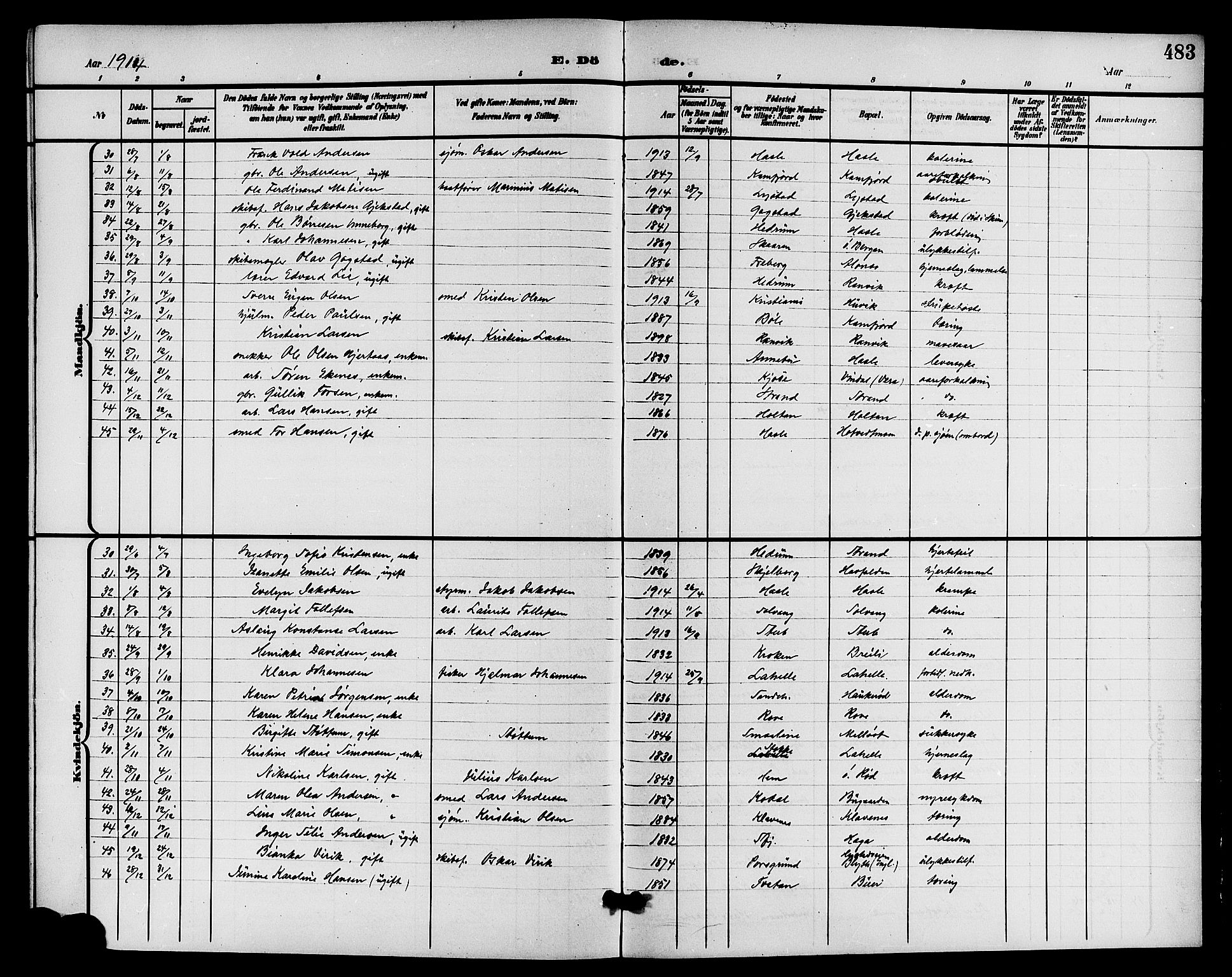 Sandar kirkebøker, AV/SAKO-A-243/G/Ga/L0002: Parish register (copy) no. 2, 1900-1915, p. 483