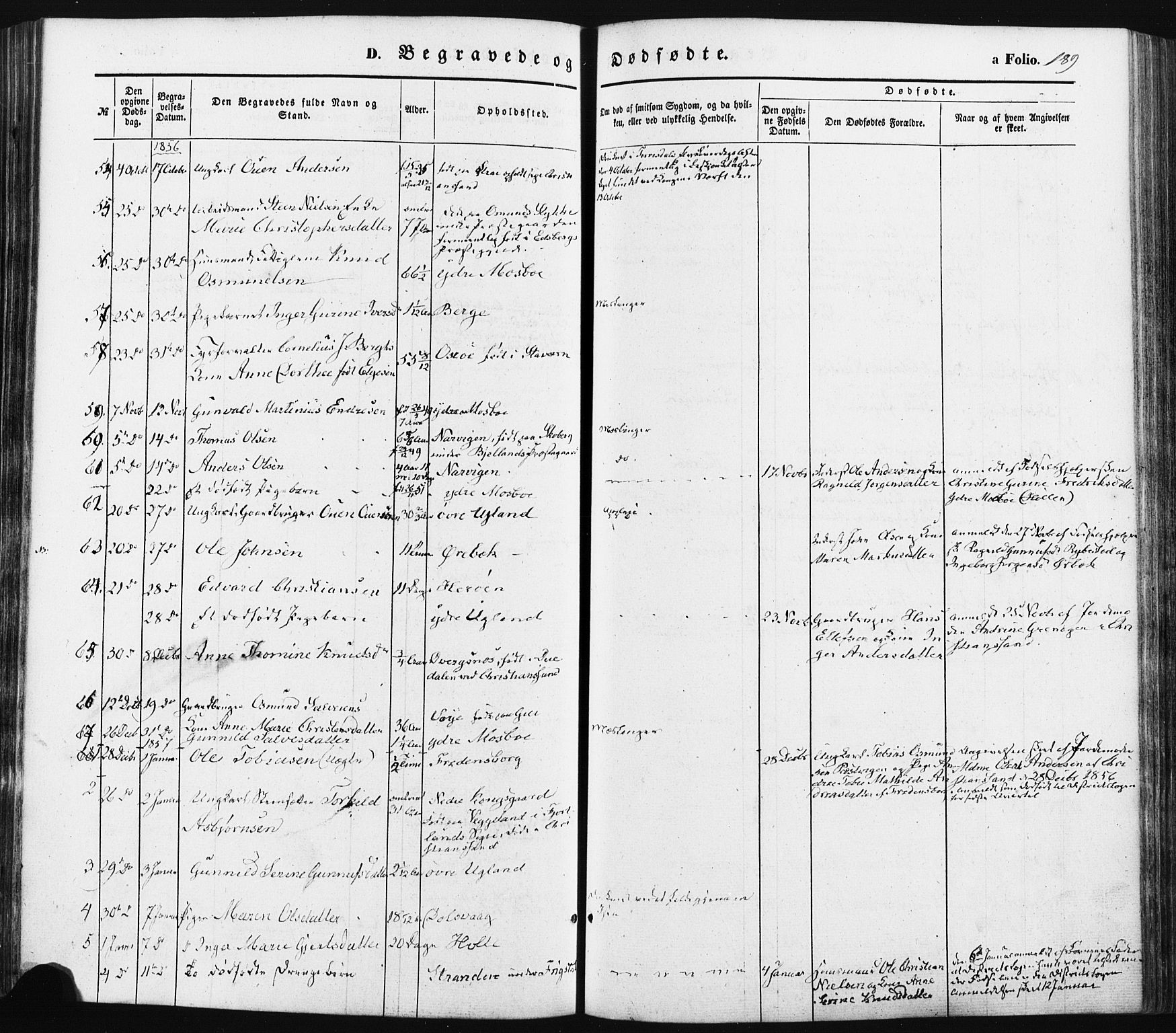 Oddernes sokneprestkontor, SAK/1111-0033/F/Fa/Faa/L0007: Parish register (official) no. A 7, 1851-1863, p. 189