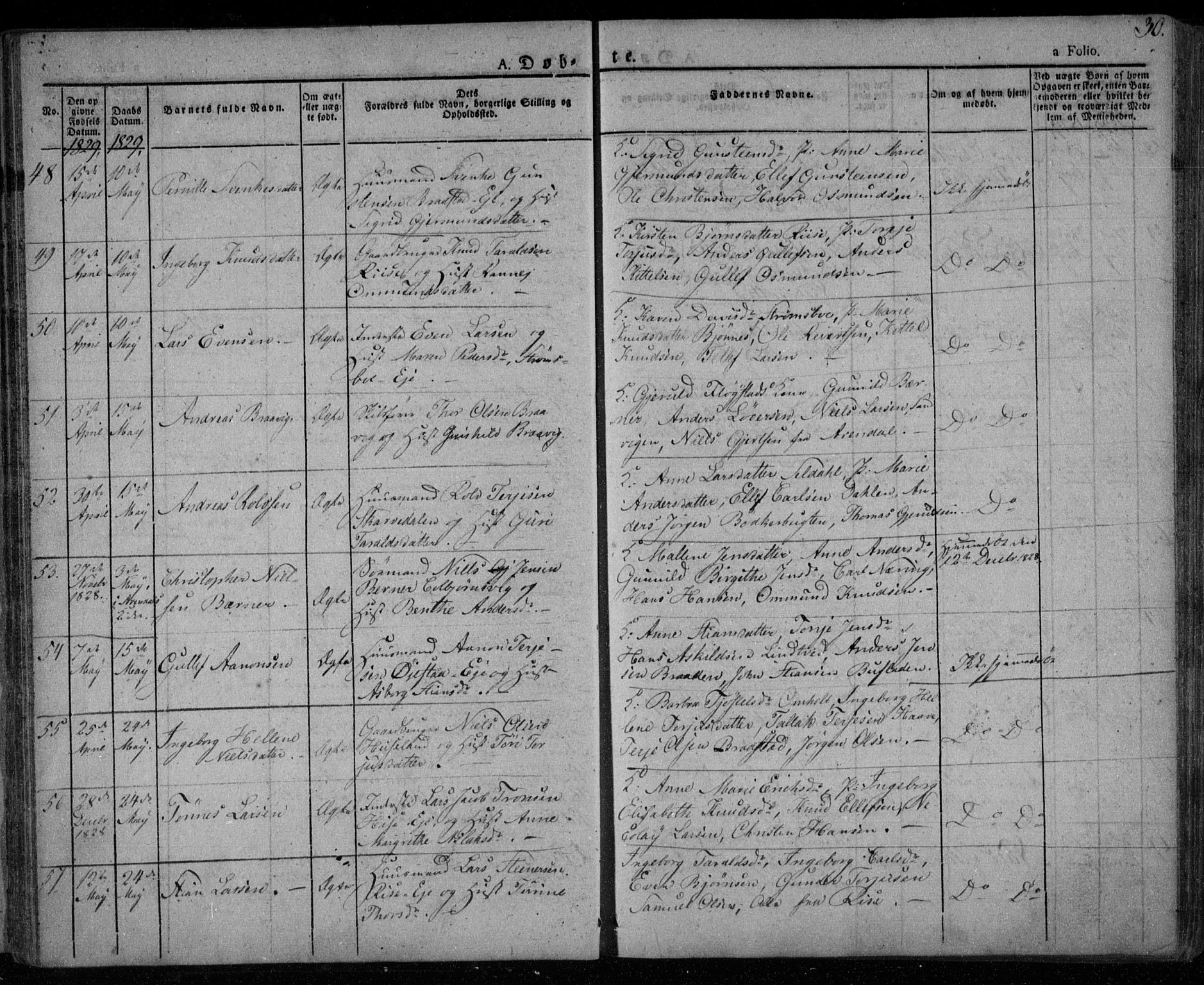 Øyestad sokneprestkontor, AV/SAK-1111-0049/F/Fa/L0013: Parish register (official) no. A 13, 1827-1842, p. 30