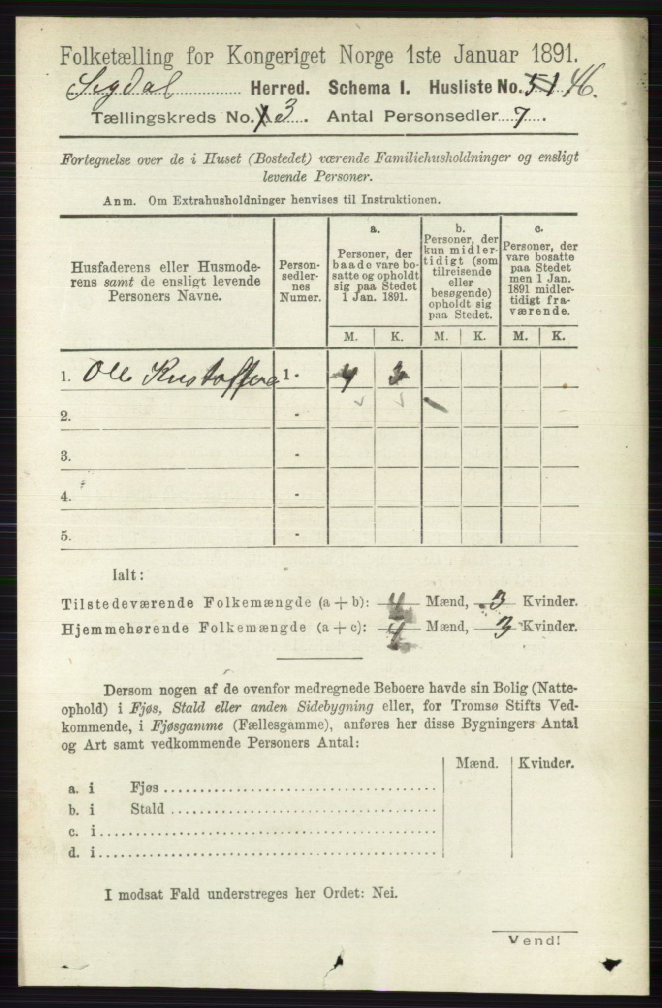 RA, 1891 census for 0621 Sigdal, 1891, p. 1333