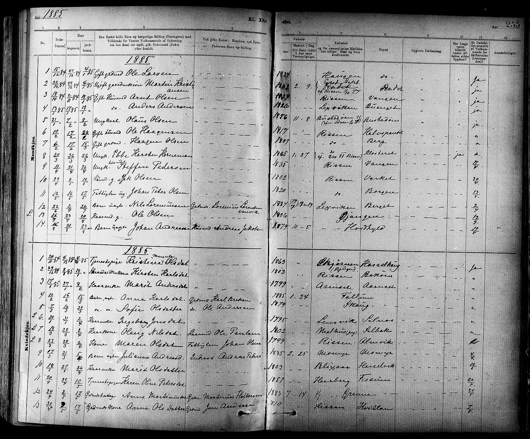 Ministerialprotokoller, klokkerbøker og fødselsregistre - Sør-Trøndelag, AV/SAT-A-1456/647/L0634: Parish register (official) no. 647A01, 1885-1896, p. 255