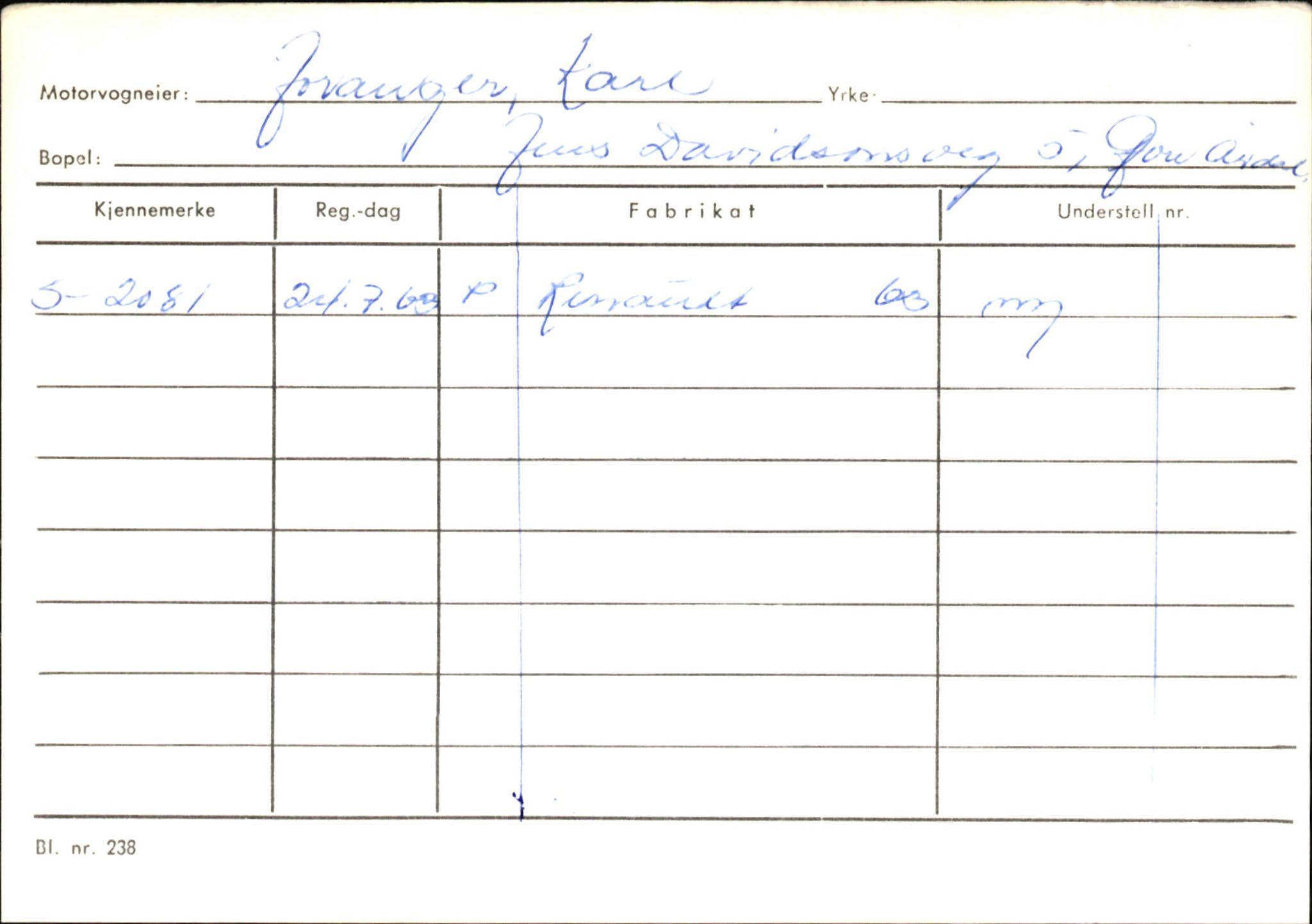 Statens vegvesen, Sogn og Fjordane vegkontor, AV/SAB-A-5301/4/F/L0145: Registerkort Vågsøy S-Å. Årdal I-P, 1945-1975, p. 1030