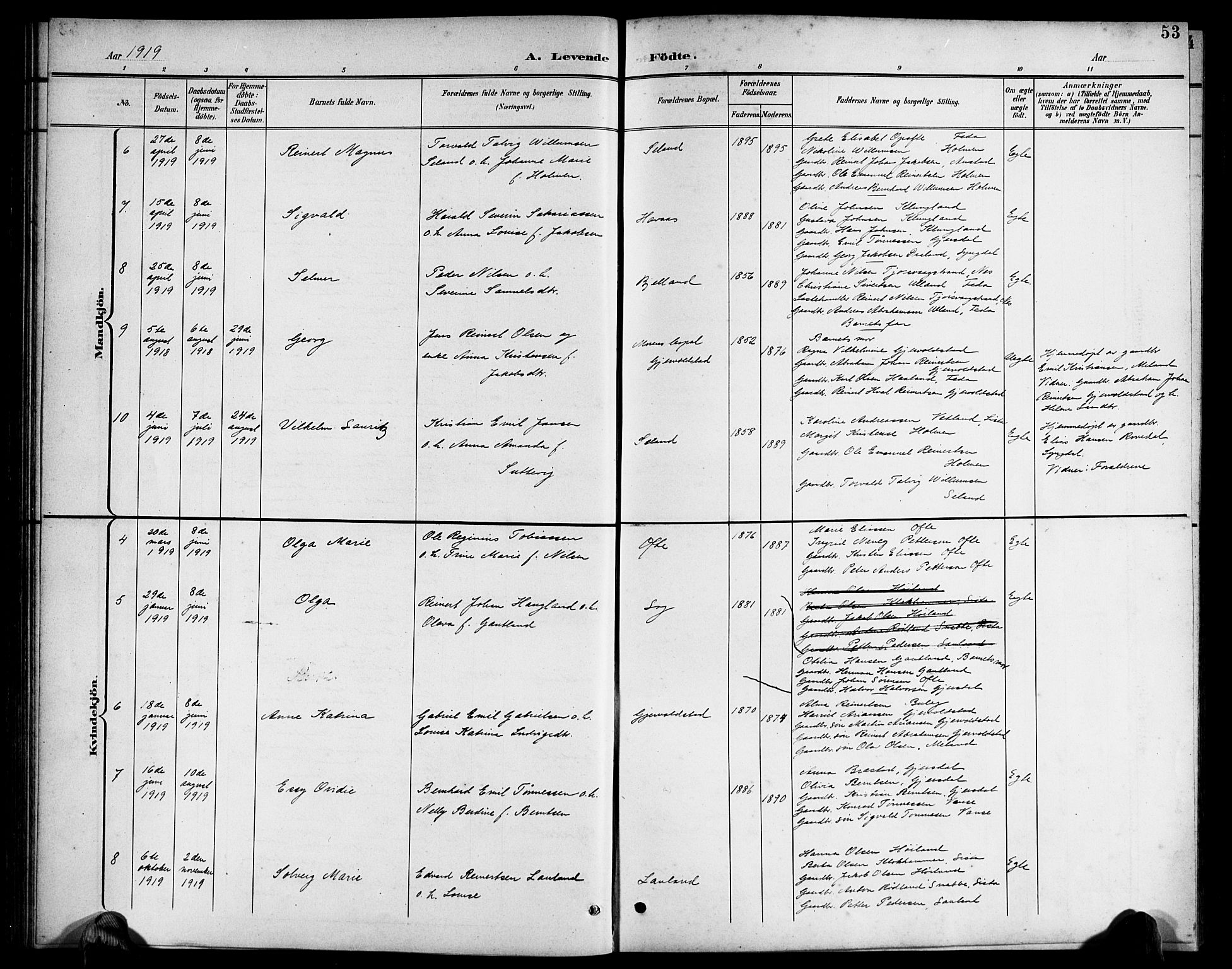 Herad sokneprestkontor, AV/SAK-1111-0018/F/Fb/Fba/L0005: Parish register (copy) no. B 5, 1899-1921, p. 53