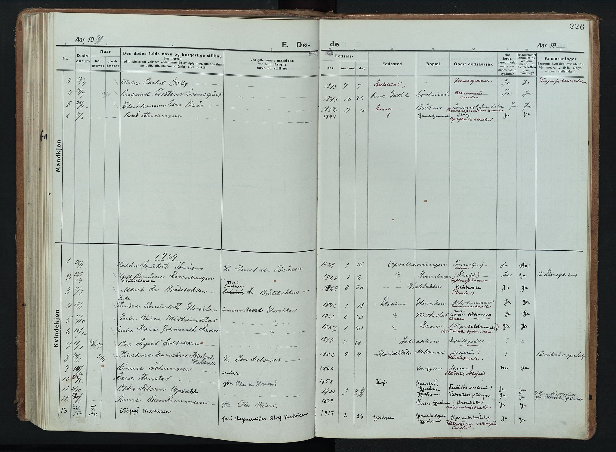 Åsnes prestekontor, AV/SAH-PREST-042/H/Ha/Hab/L0012: Parish register (copy) no. 12, 1921-1942, p. 226