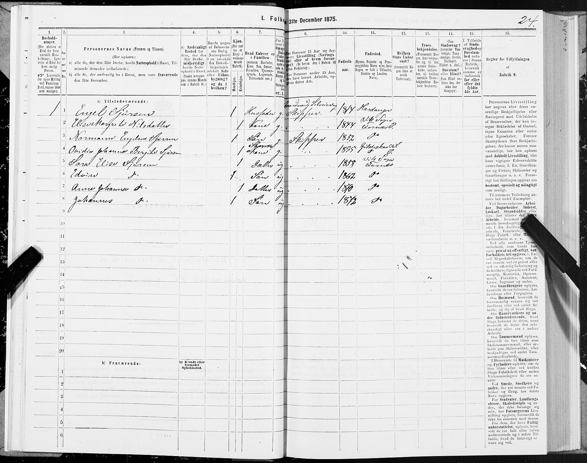 SAT, 1875 census for 1748P Fosnes, 1875, p. 3024