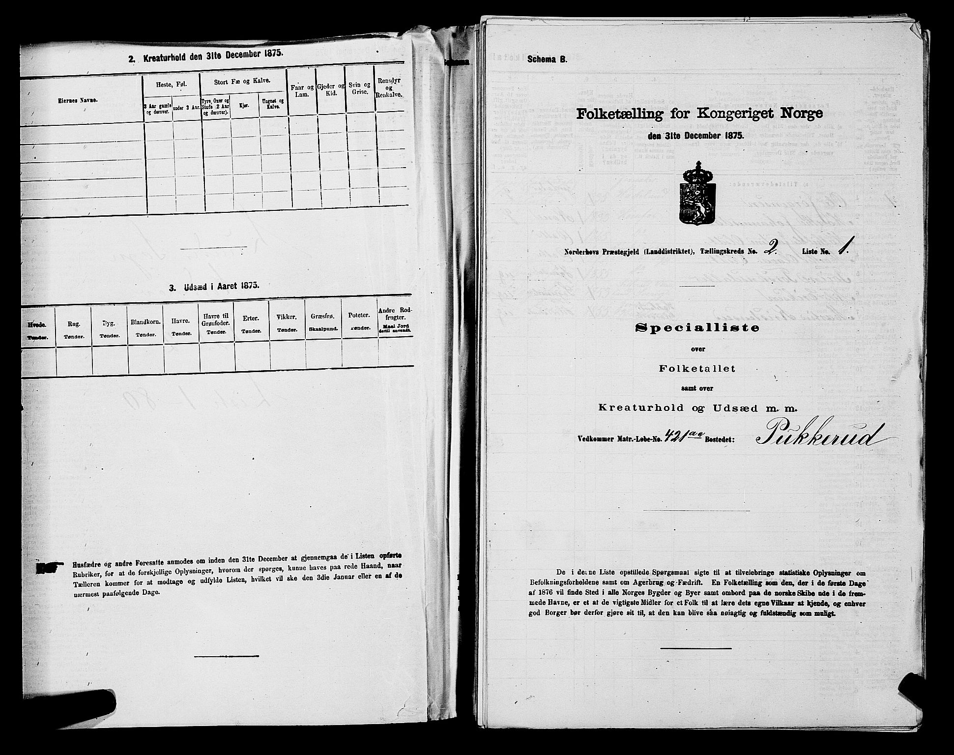 SAKO, 1875 census for 0613L Norderhov/Norderhov, Haug og Lunder, 1875, p. 2381