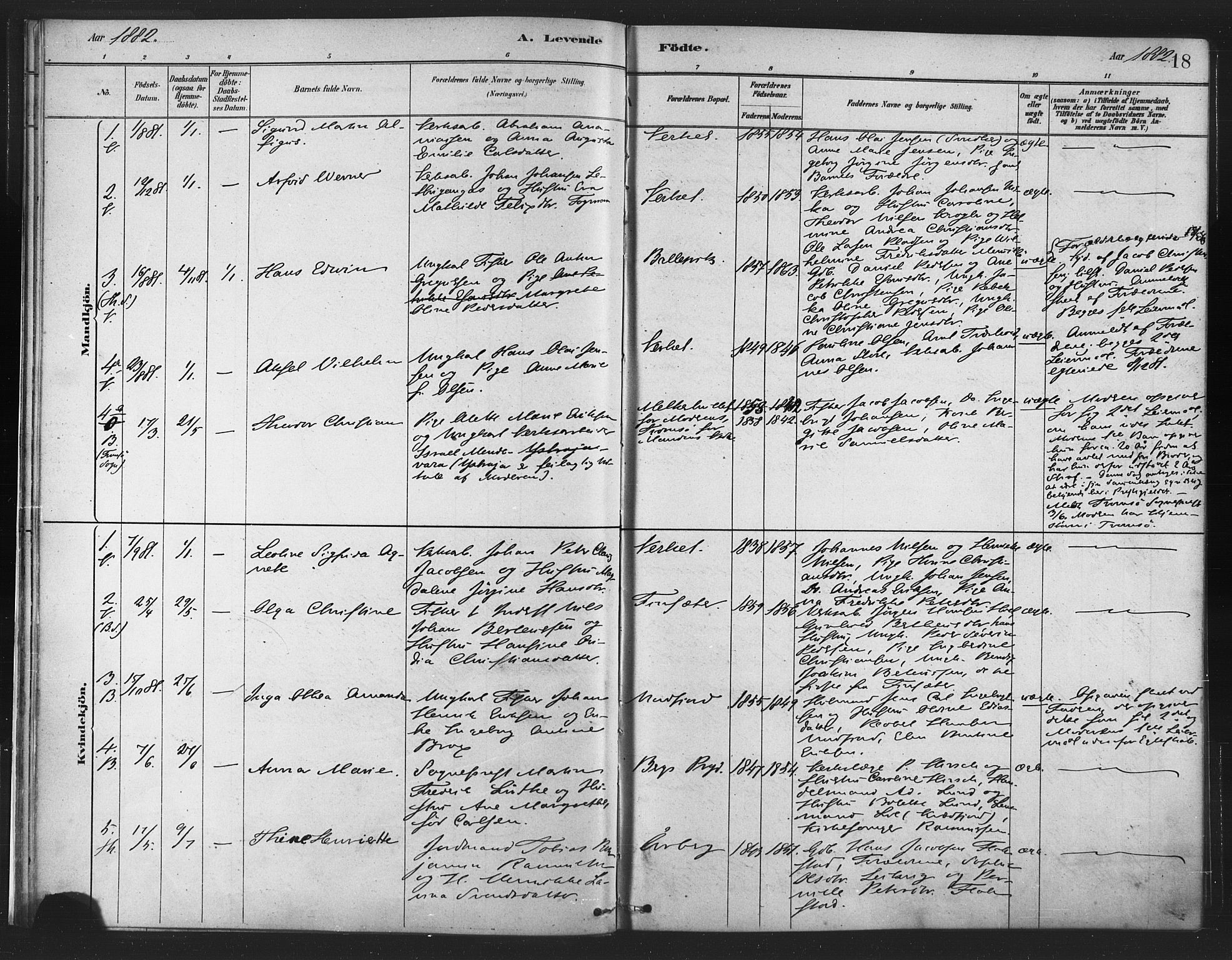 Berg sokneprestkontor, SATØ/S-1318/G/Ga/Gaa/L0004kirke: Parish register (official) no. 4, 1880-1894, p. 18
