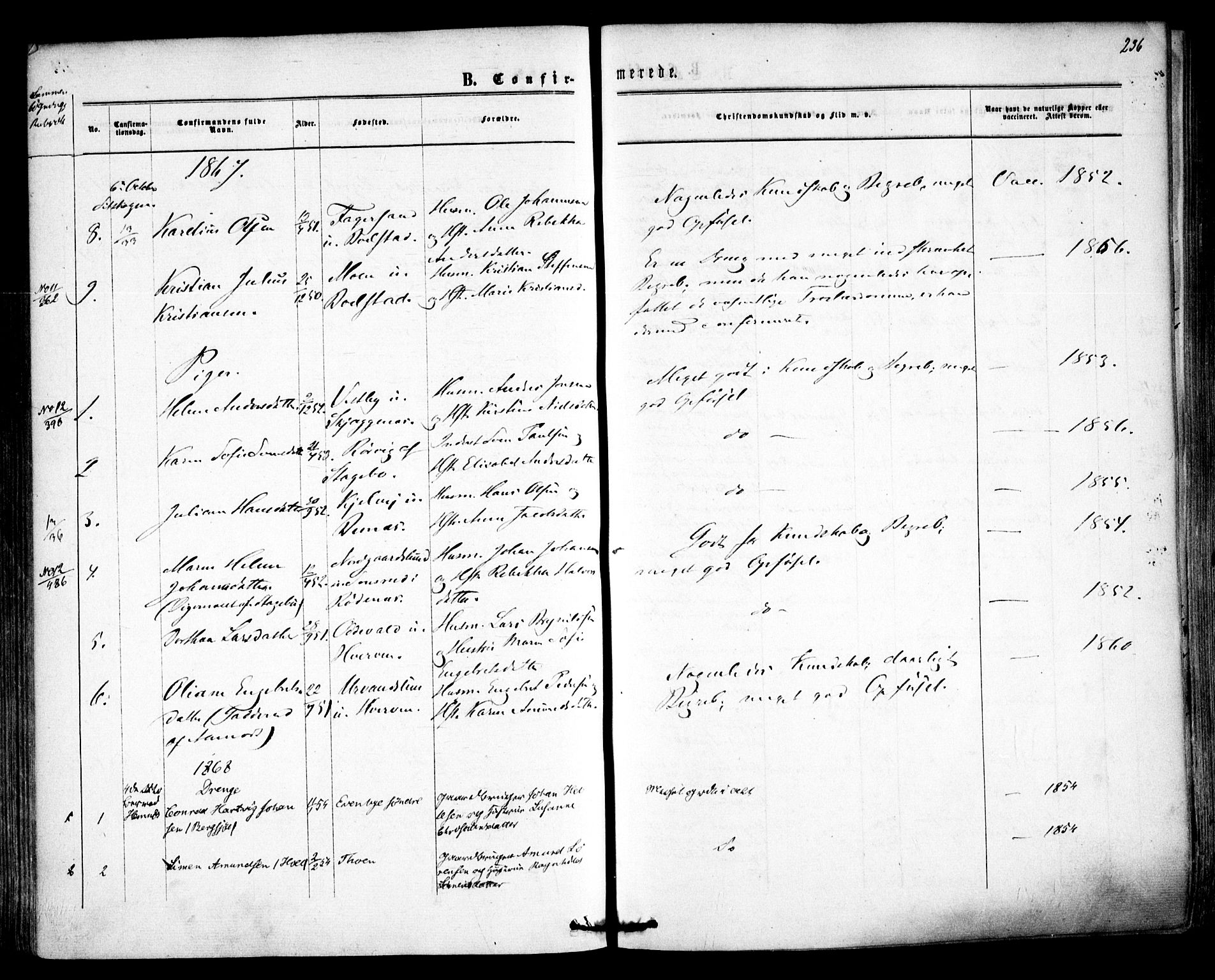 Høland prestekontor Kirkebøker, AV/SAO-A-10346a/F/Fa/L0011: Parish register (official) no. I 11, 1862-1869, p. 236