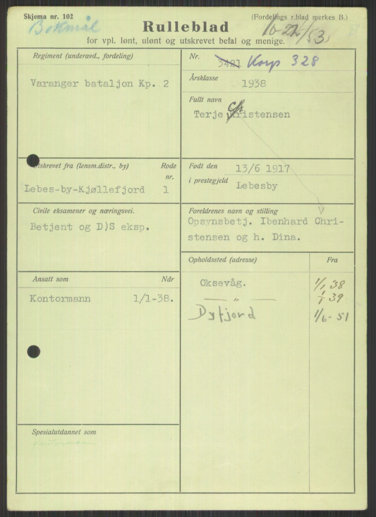 Forsvaret, Varanger bataljon, AV/RA-RAFA-2258/1/D/L0441: Rulleblad for fødte 1913-1917, 1913-1917, p. 1315
