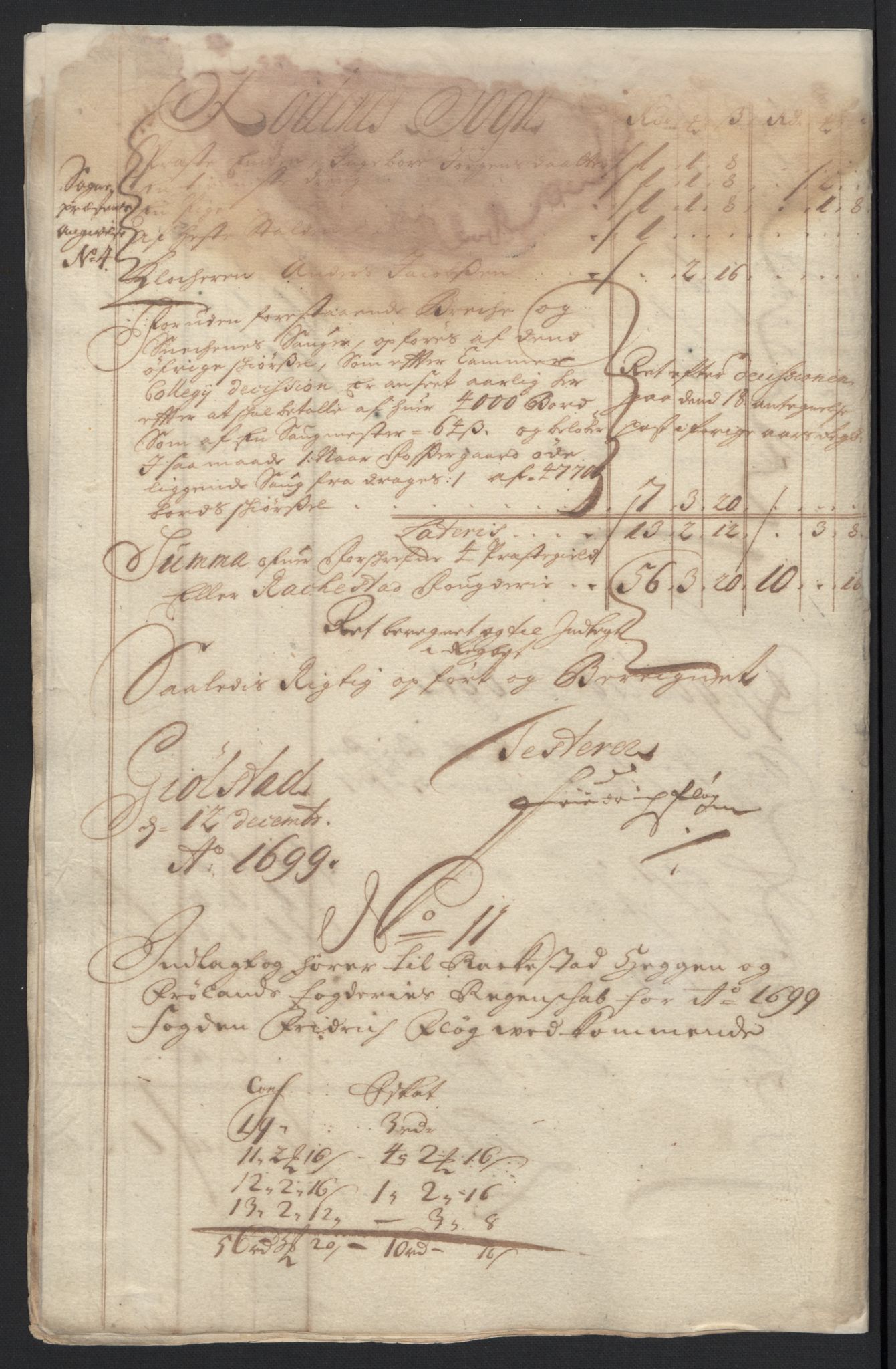 Rentekammeret inntil 1814, Reviderte regnskaper, Fogderegnskap, AV/RA-EA-4092/R07/L0289: Fogderegnskap Rakkestad, Heggen og Frøland, 1699, p. 253