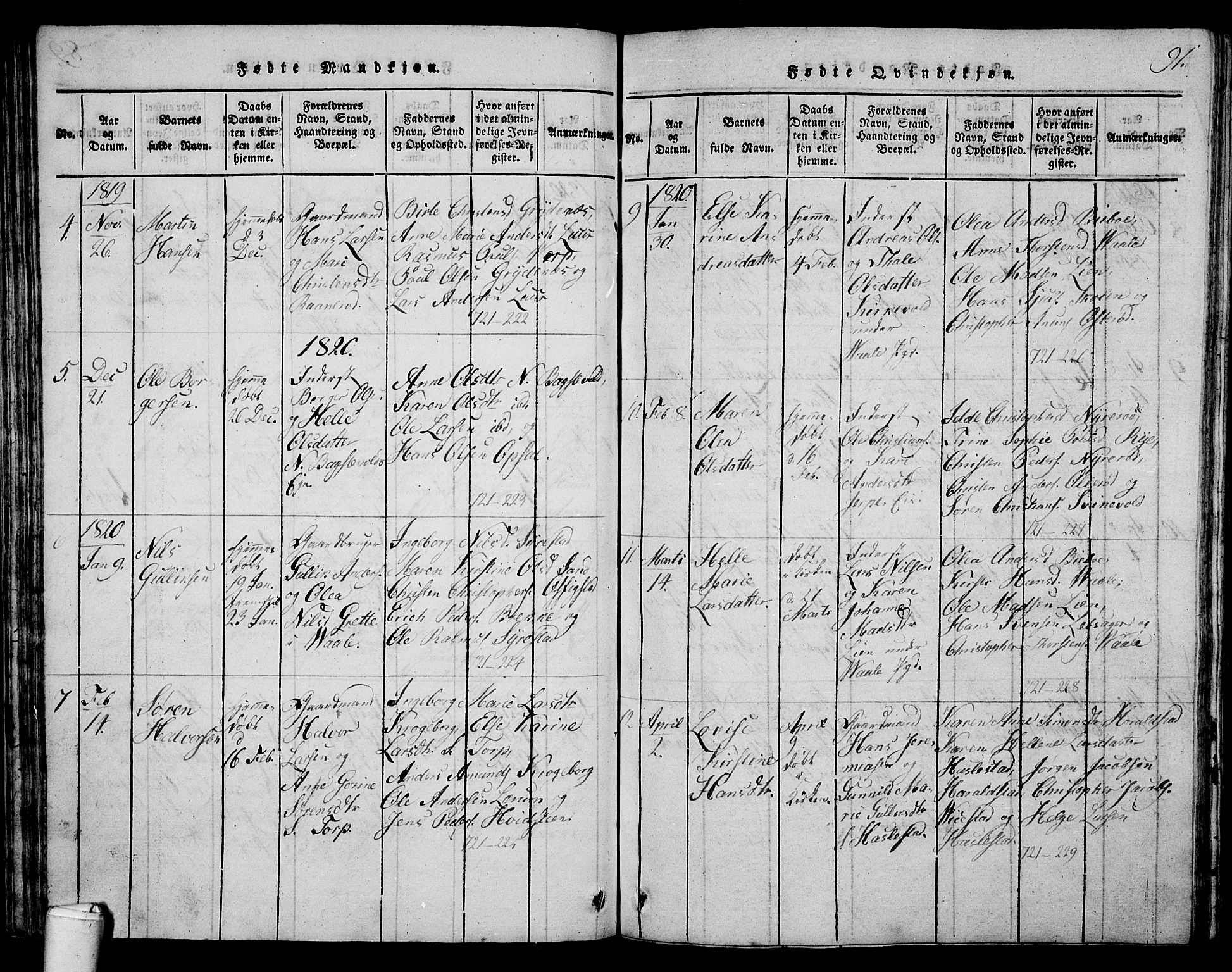 Våle kirkebøker, AV/SAKO-A-334/G/Ga/L0001: Parish register (copy) no. I 1, 1814-1824, p. 90-91