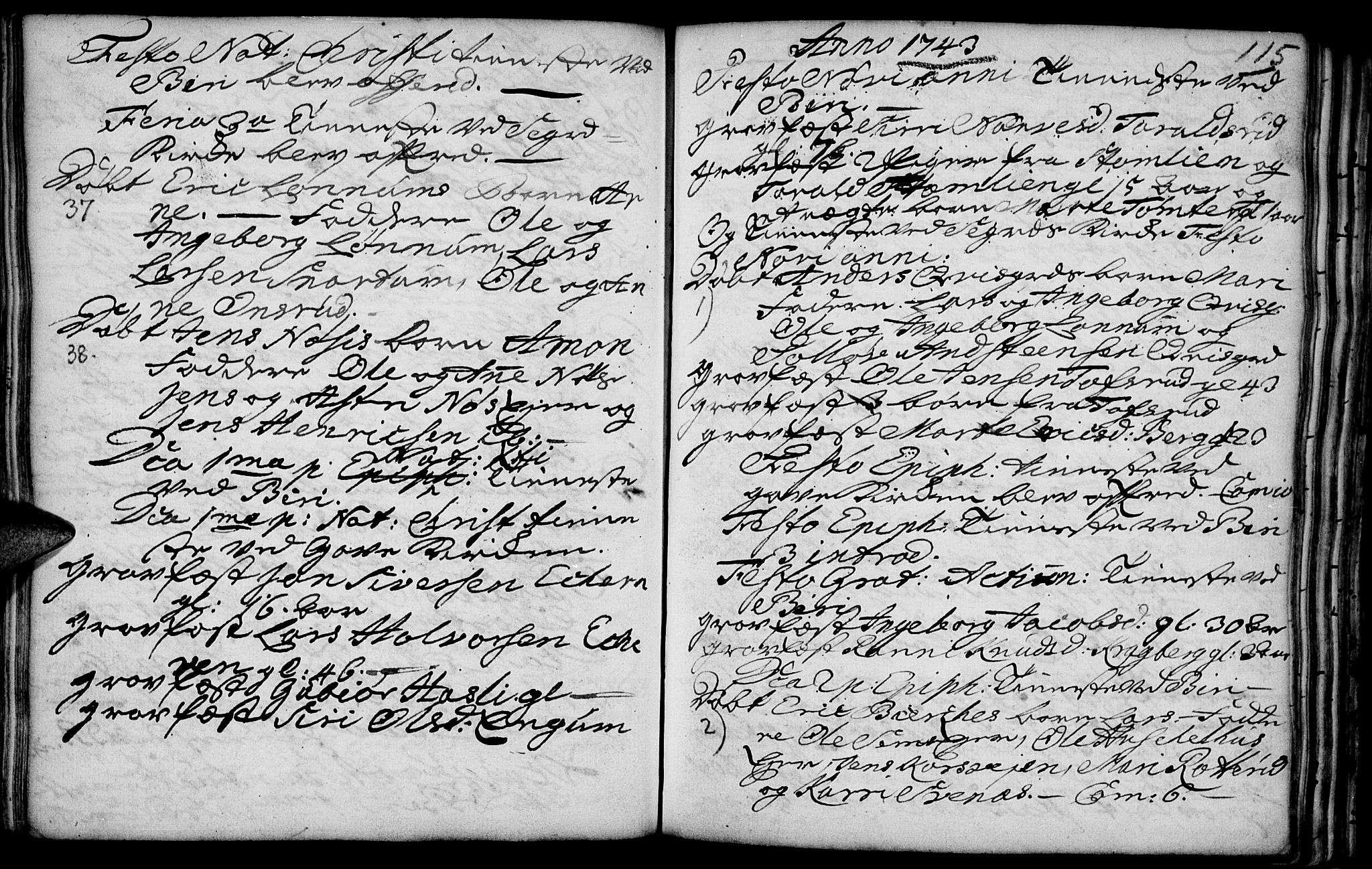 Biri prestekontor, SAH/PREST-096/H/Ha/Haa/L0001: Parish register (official) no. 1, 1730-1754, p. 115