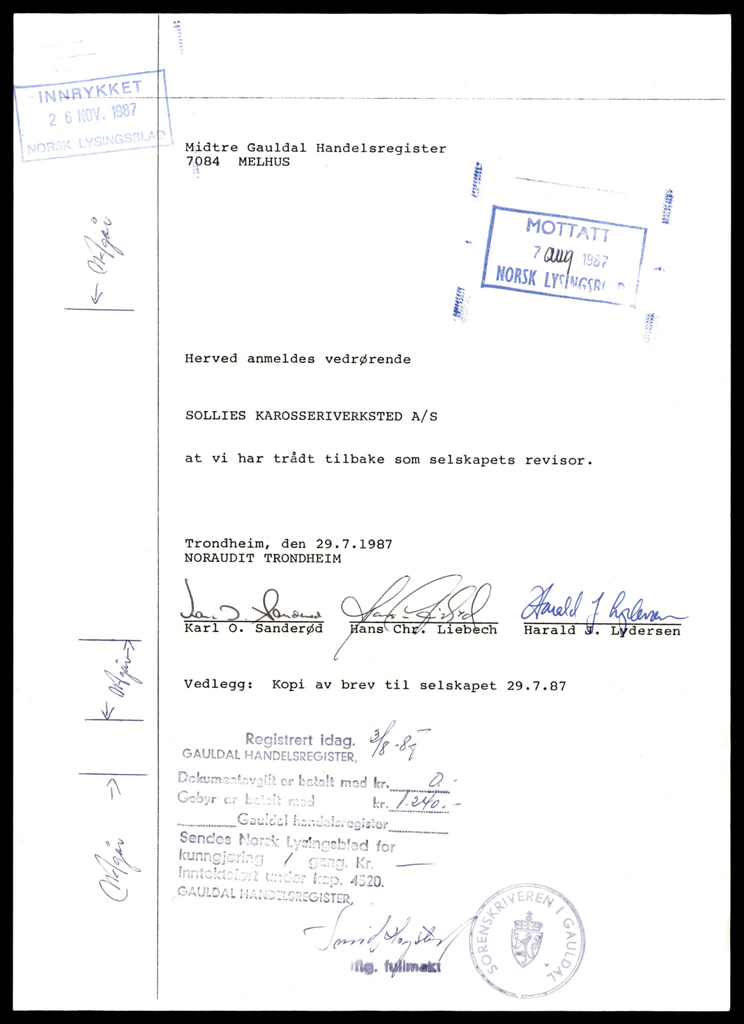 Gauldal sorenskriveri, AV/SAT-A-0014/2/J/Jd/Jde/L0013: Bilag,  91-171, 1987, p. 5