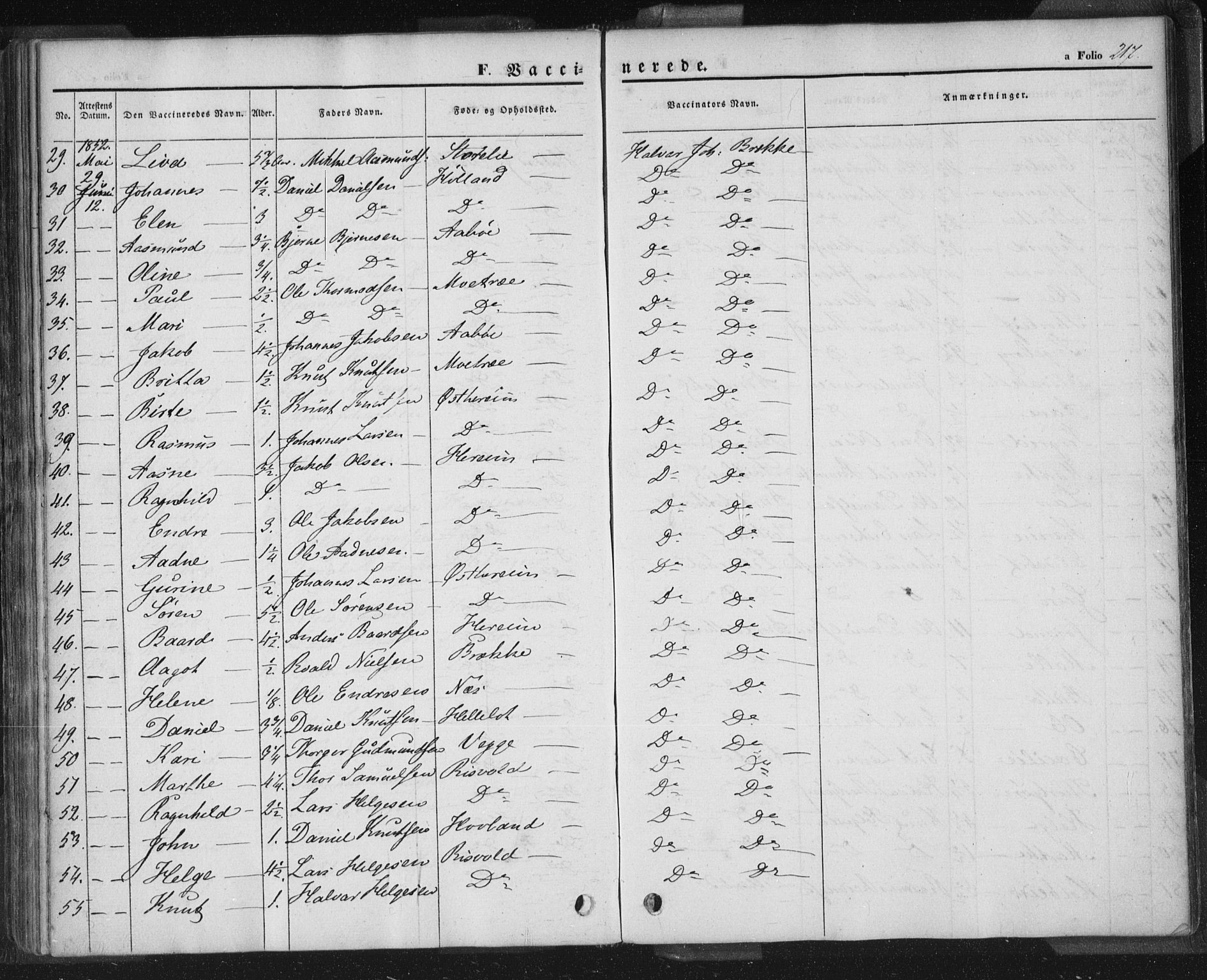 Sand sokneprestkontor, AV/SAST-A-101848/01/III/L0002: Parish register (official) no. A 2, 1838-1859, p. 217