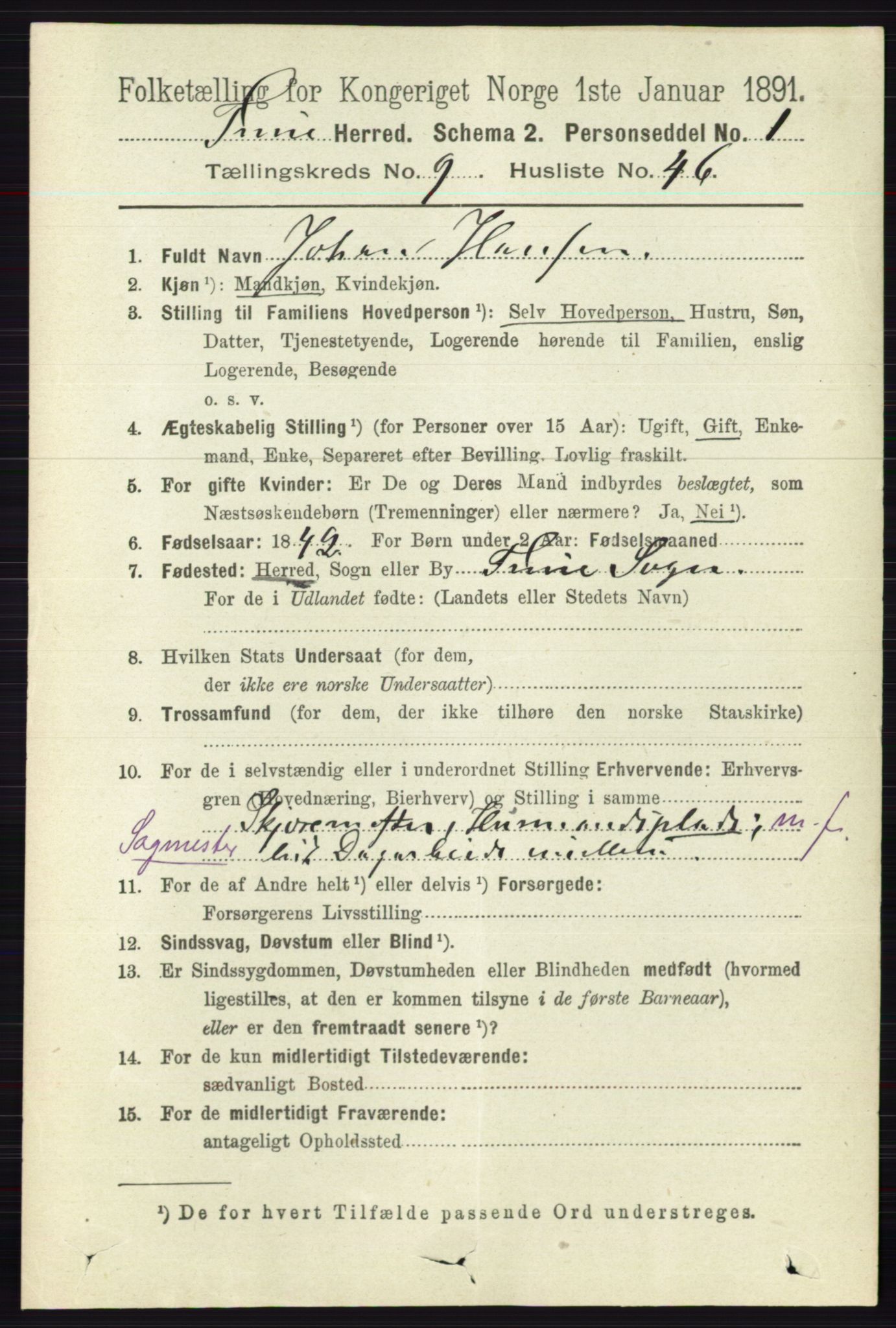 RA, 1891 census for 0130 Tune, 1891, p. 6501