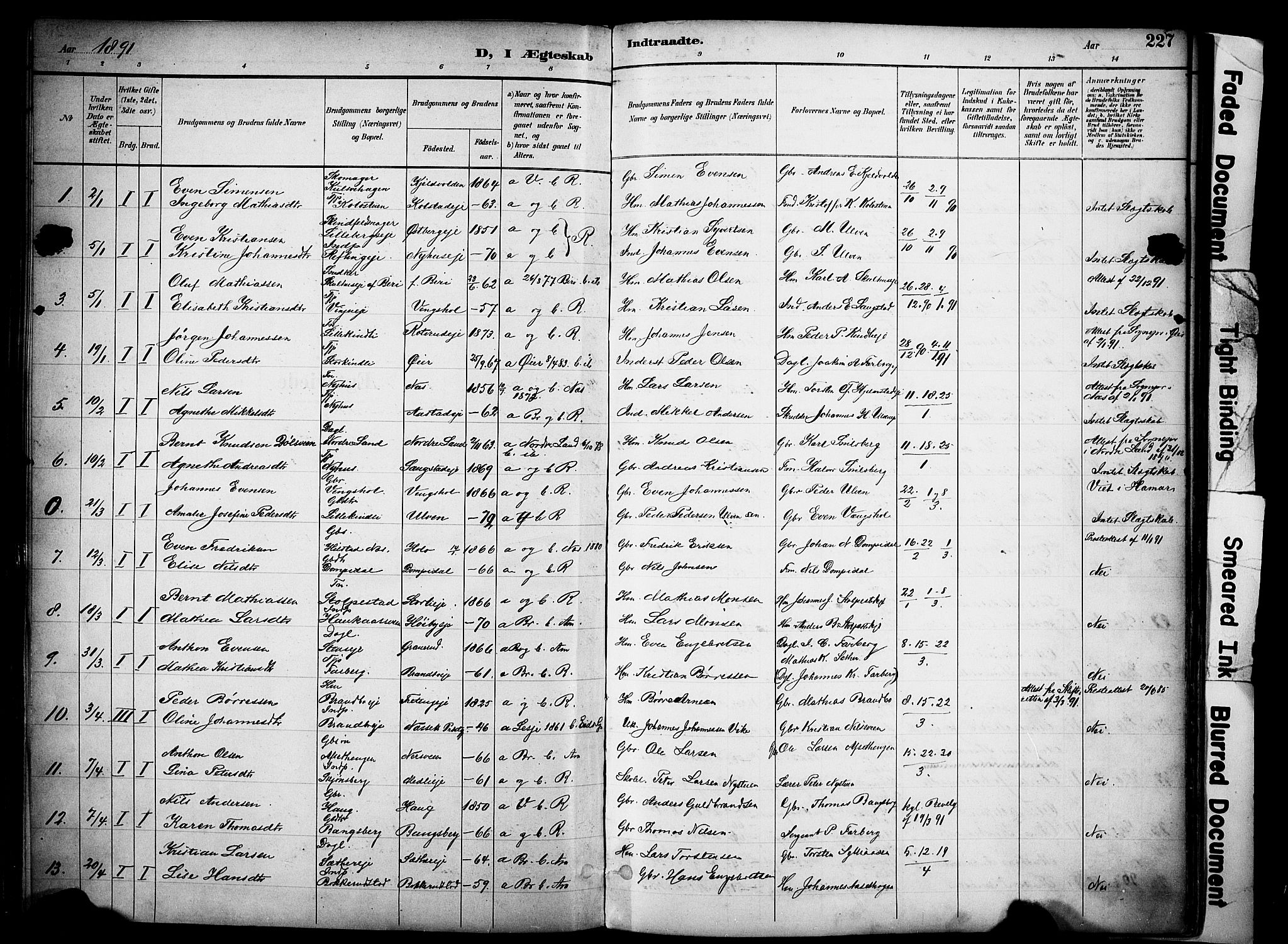 Ringsaker prestekontor, AV/SAH-PREST-014/K/Ka/L0017: Parish register (official) no. 17, 1891-1902, p. 227