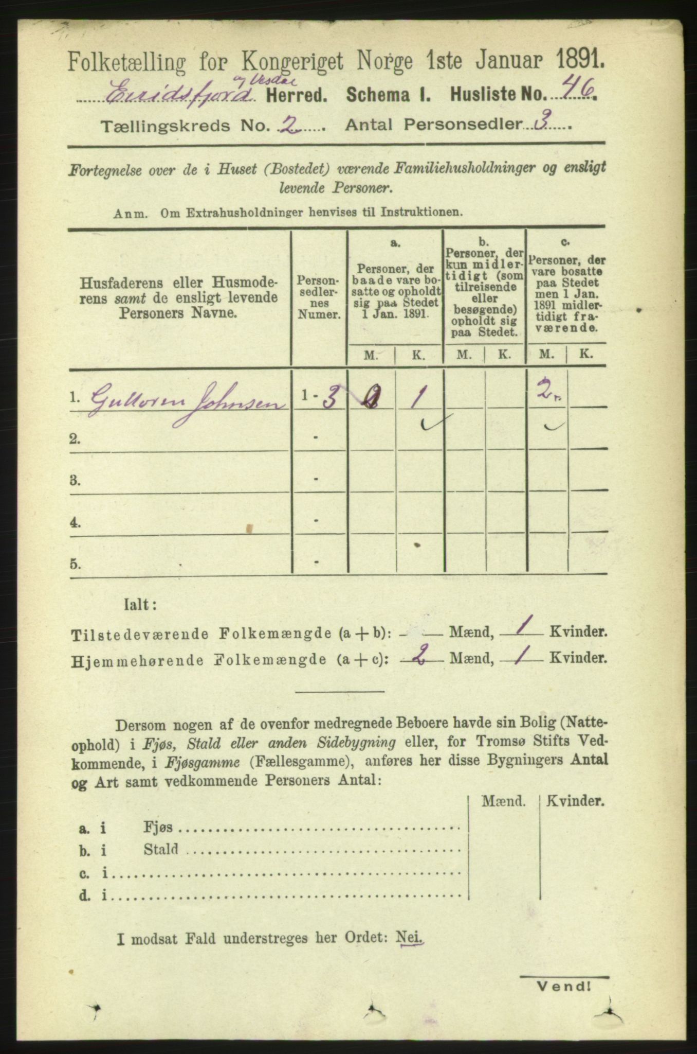 RA, 1891 census for 1542 Eresfjord og Vistdal, 1891, p. 354