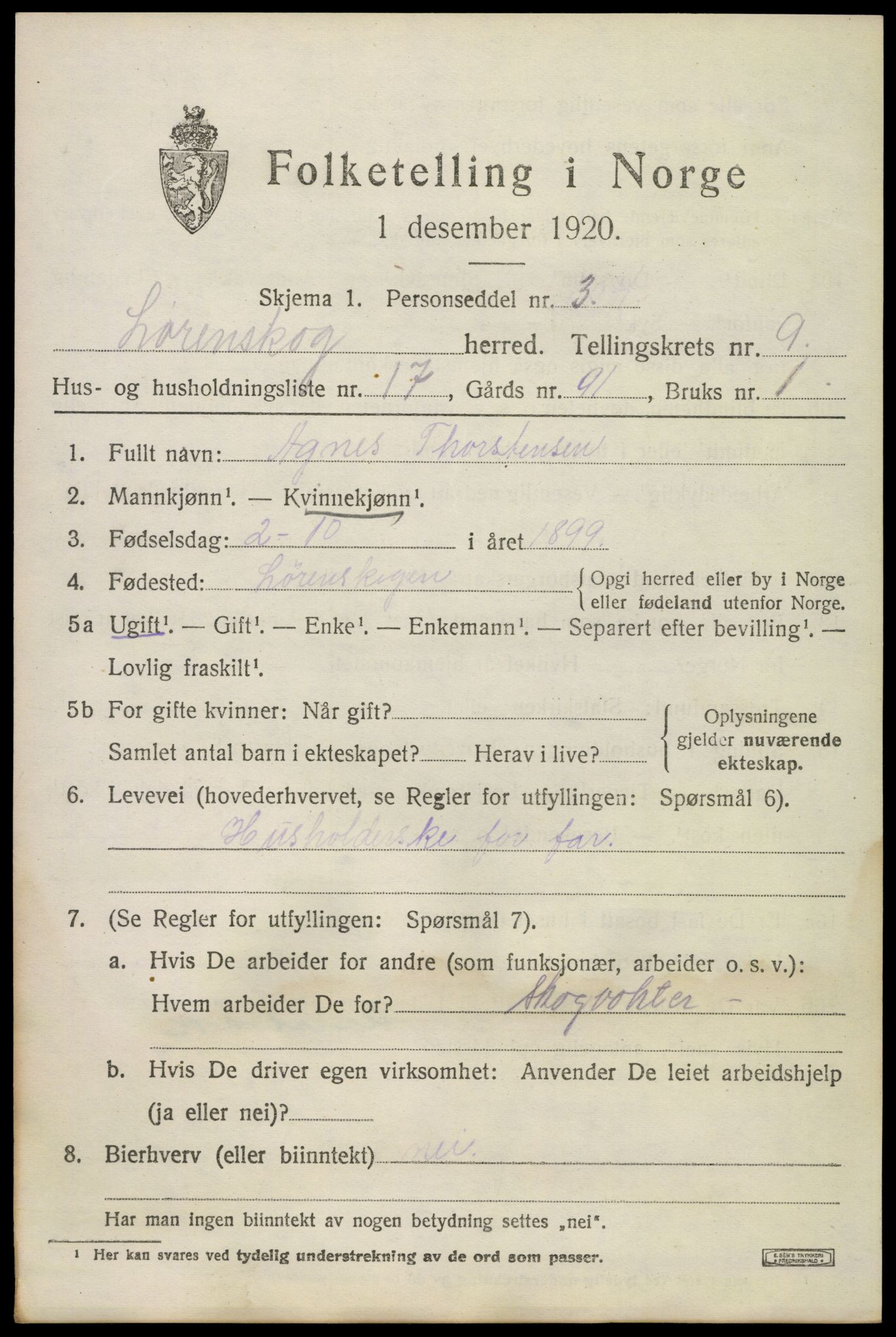 SAO, 1920 census for Lørenskog, 1920, p. 6962