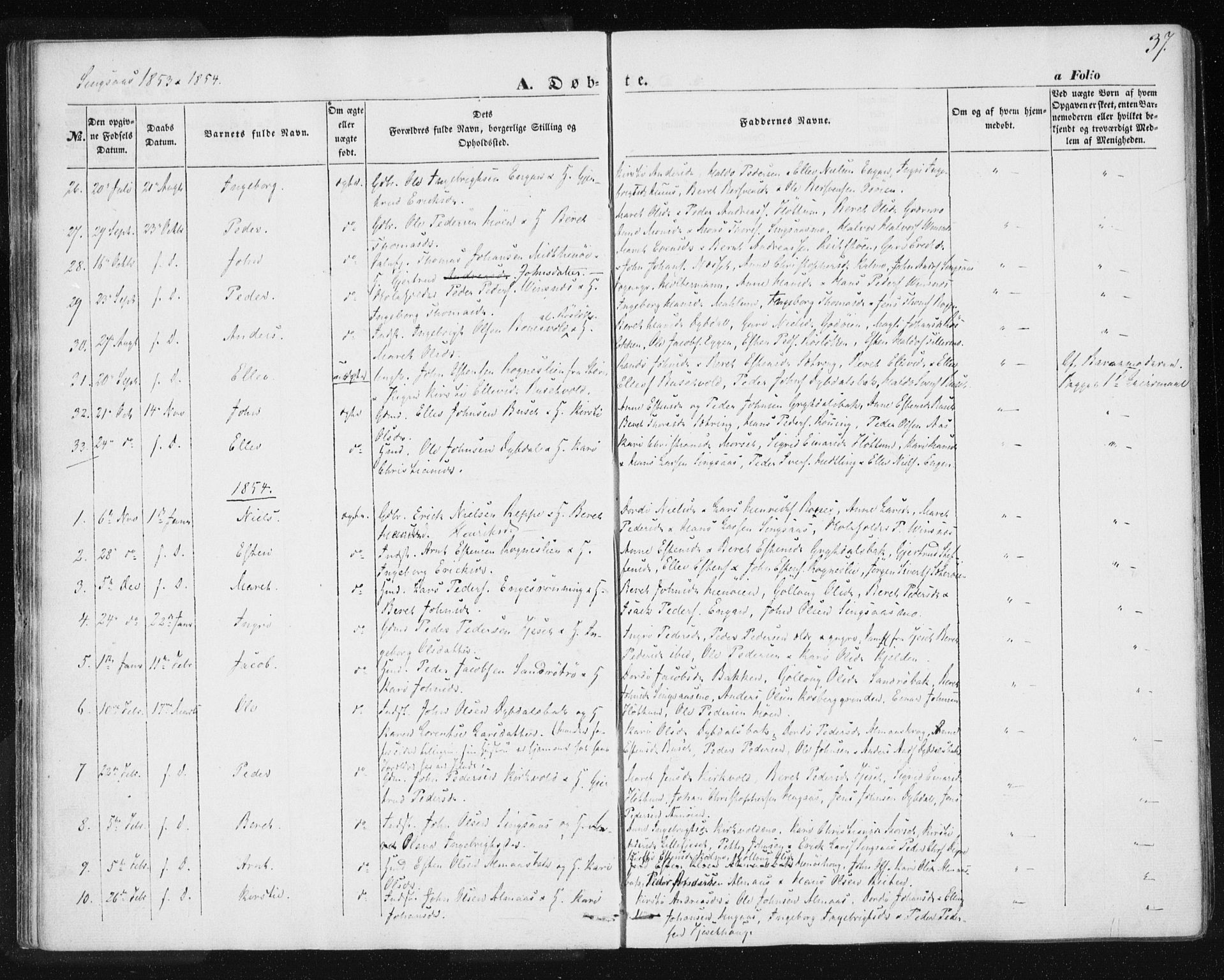 Ministerialprotokoller, klokkerbøker og fødselsregistre - Sør-Trøndelag, SAT/A-1456/685/L0964: Parish register (official) no. 685A06 /2, 1846-1859, p. 37
