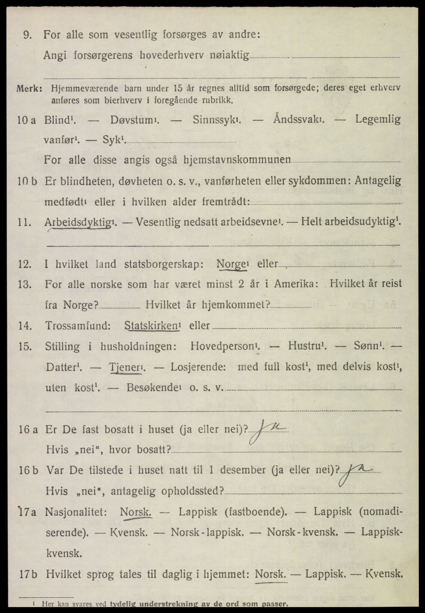 SAT, 1920 census for Snåsa, 1920, p. 3389