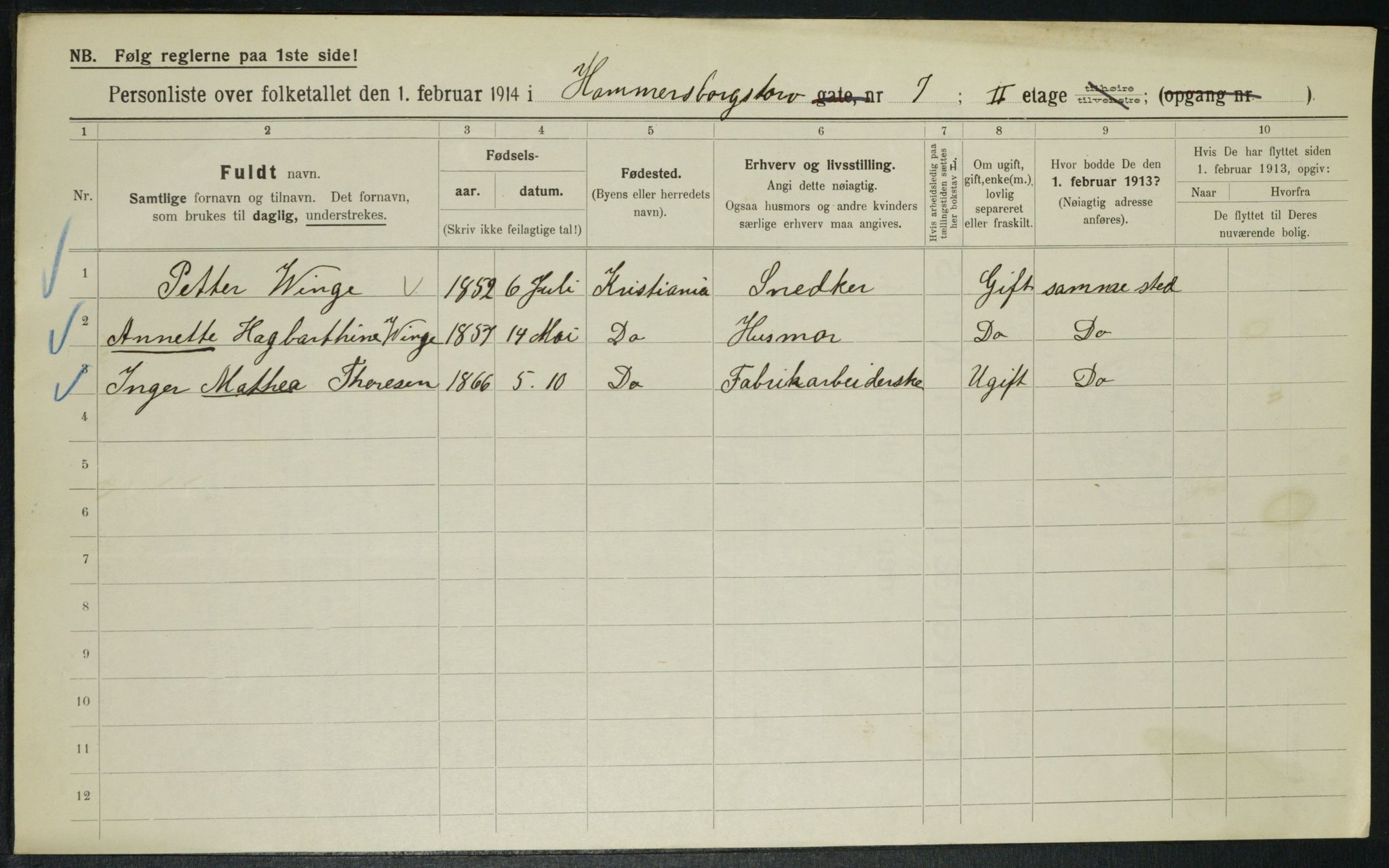 OBA, Municipal Census 1914 for Kristiania, 1914, p. 34588
