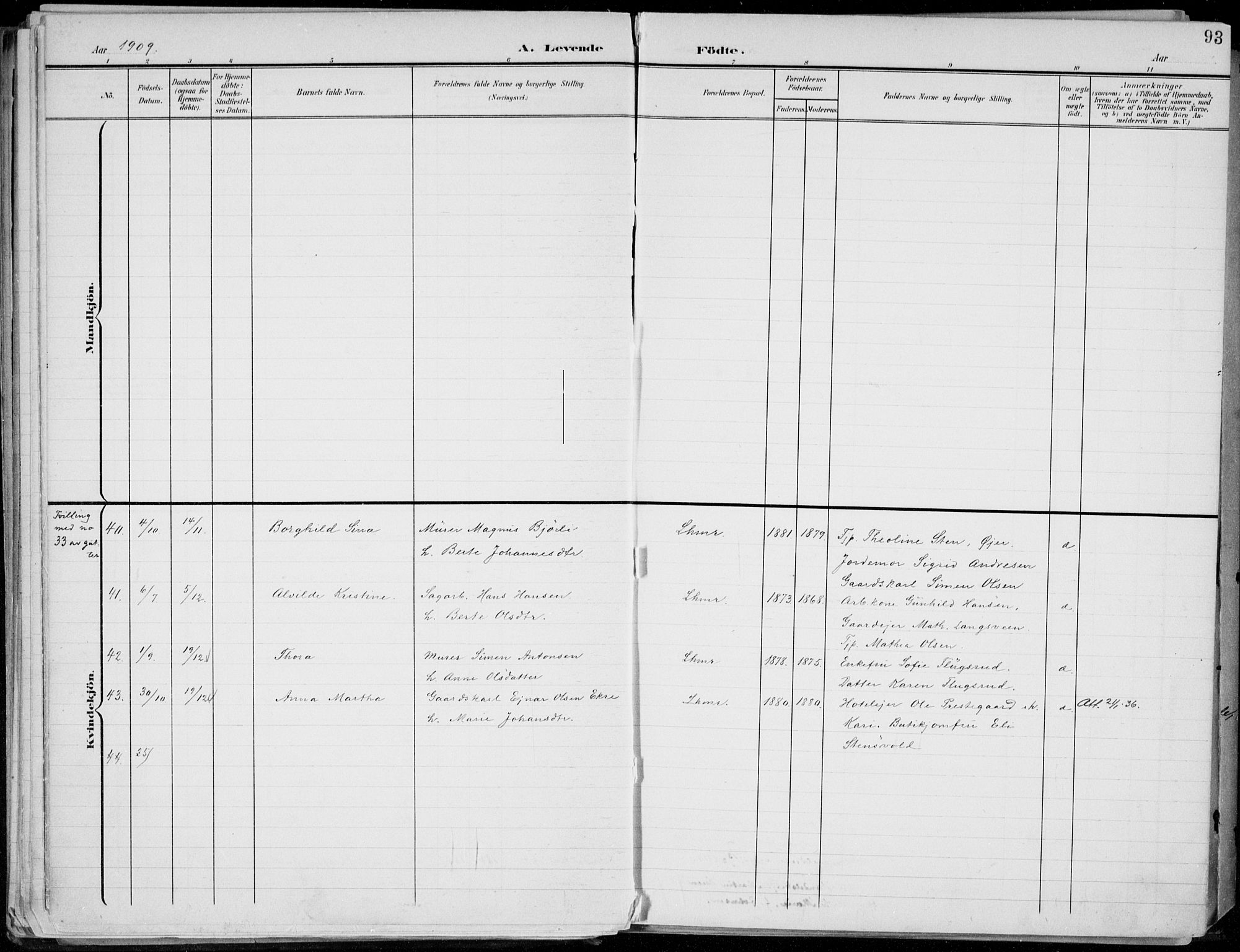 Lillehammer prestekontor, SAH/PREST-088/H/Ha/Haa/L0001: Parish register (official) no. 1, 1901-1916, p. 93