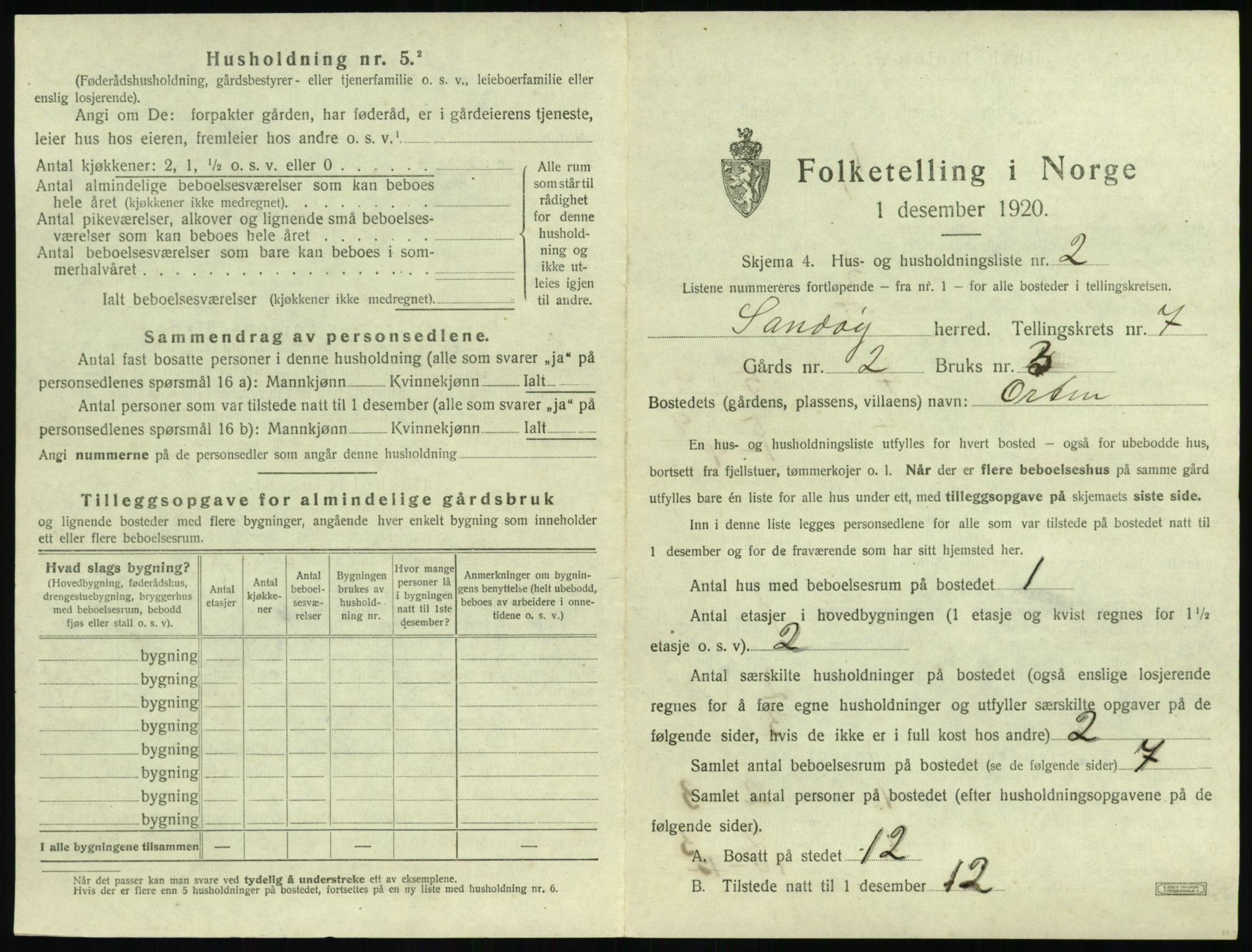 SAT, 1920 census for Sandøy, 1920, p. 326