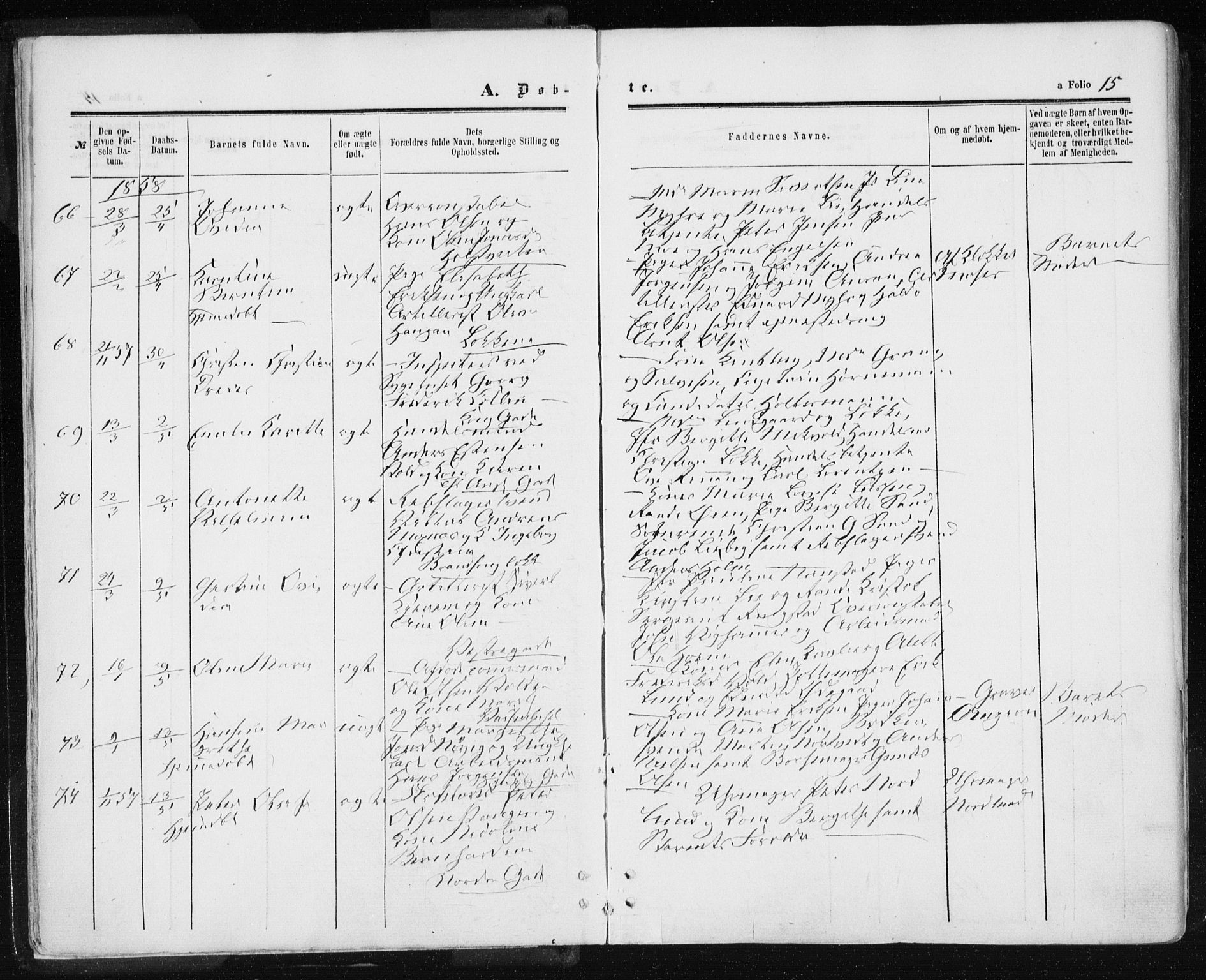 Ministerialprotokoller, klokkerbøker og fødselsregistre - Sør-Trøndelag, SAT/A-1456/601/L0053: Parish register (official) no. 601A21, 1857-1865, p. 15