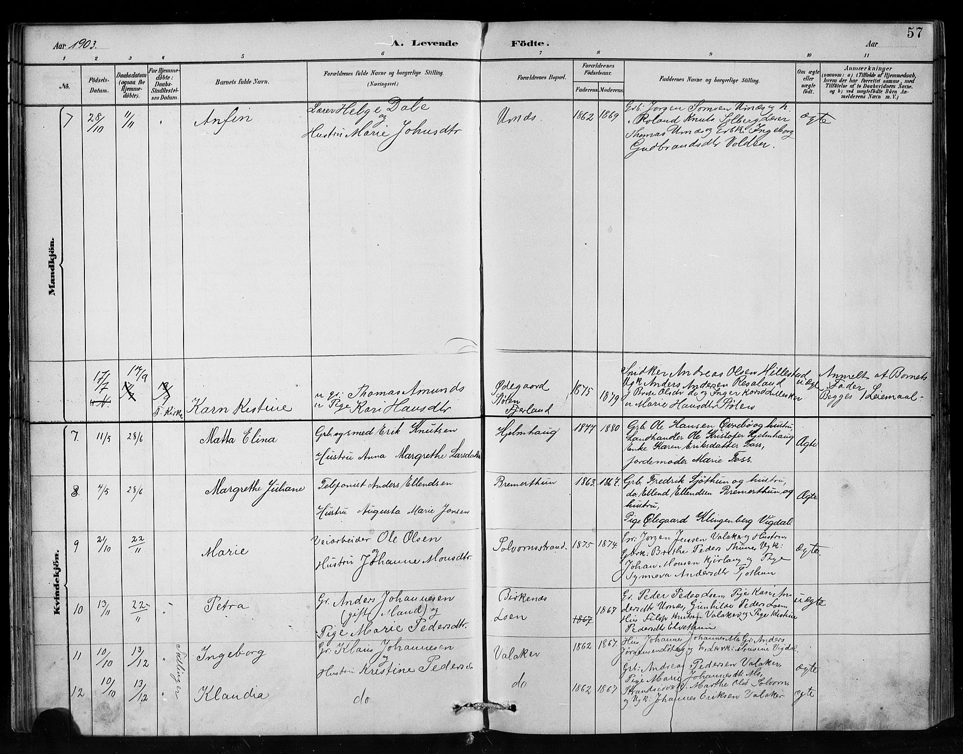 Hafslo sokneprestembete, AV/SAB-A-80301/H/Hab/Habc/L0001: Parish register (copy) no. C 1, 1882-1908, p. 57