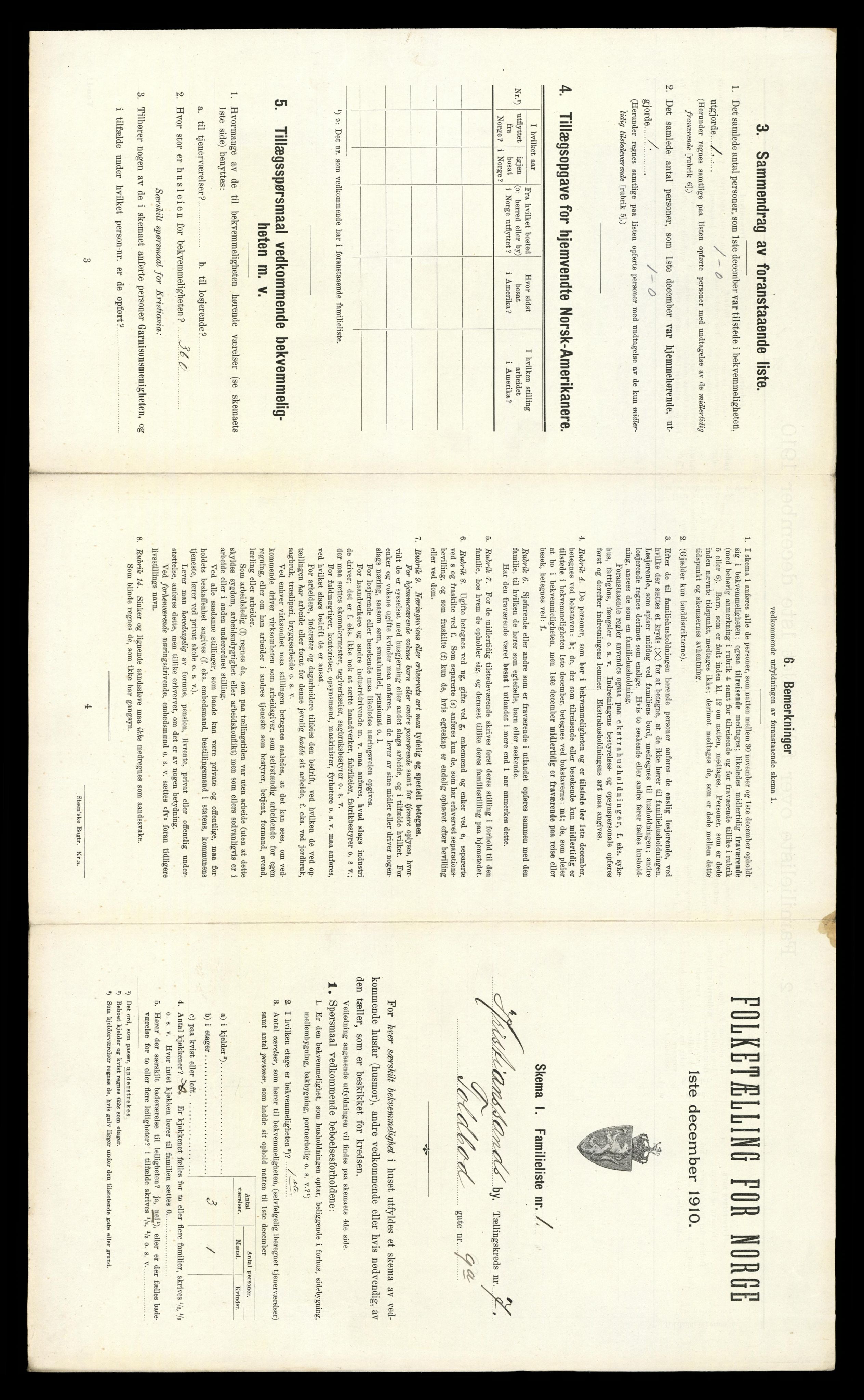 RA, 1910 census for Kristiansand, 1910, p. 1578