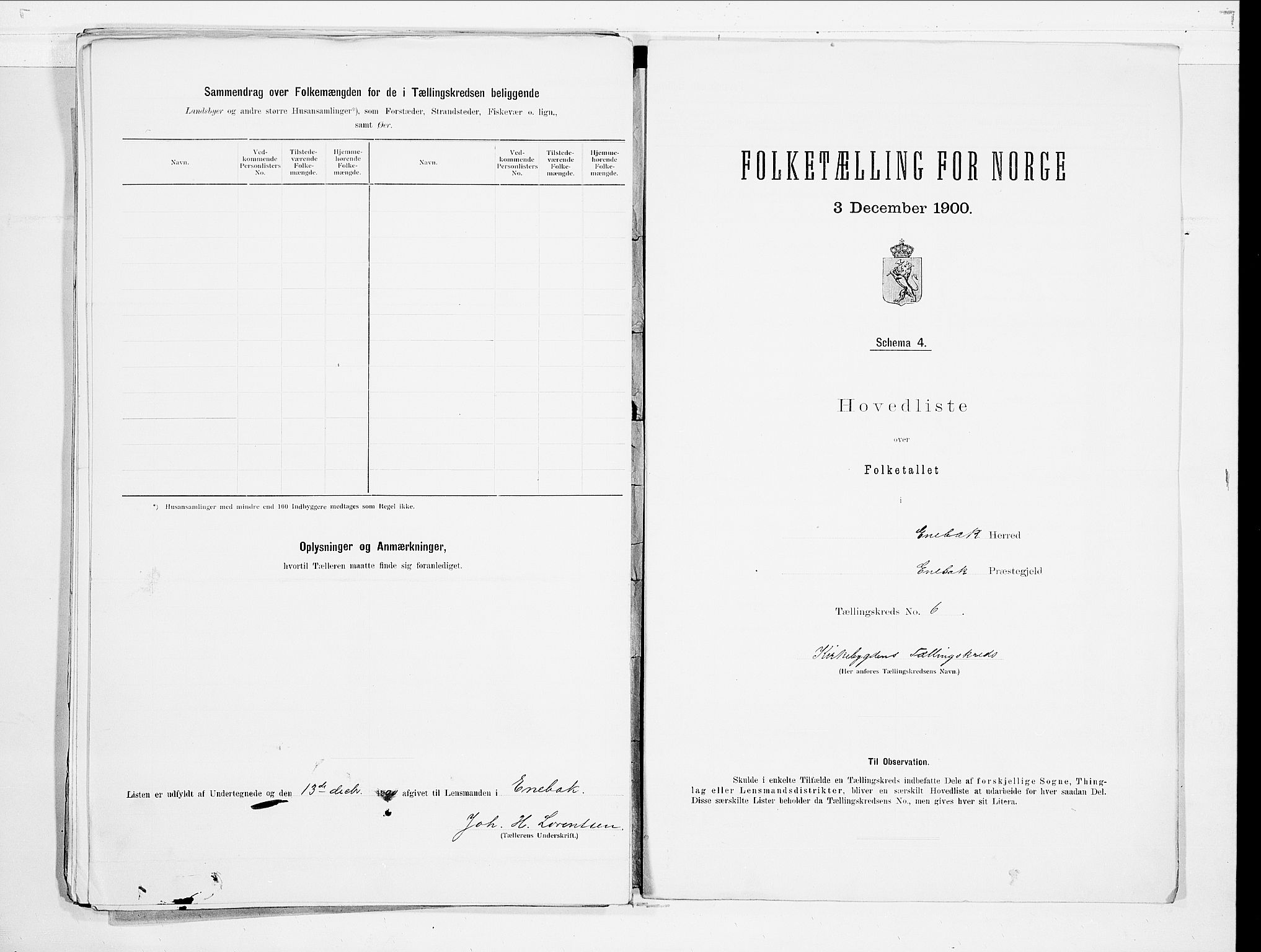 SAO, 1900 census for Enebakk, 1900, p. 20