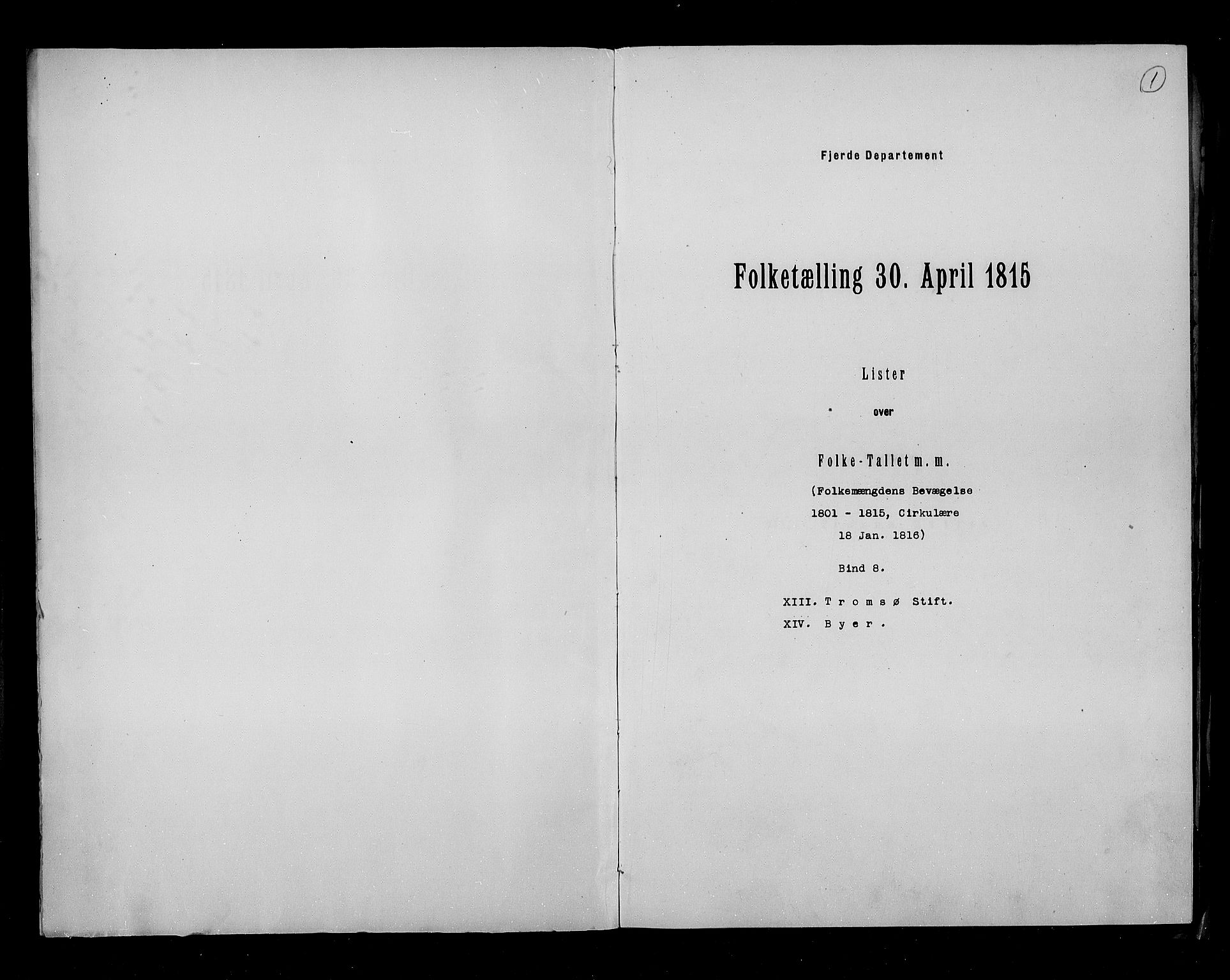 RA, Census 1815, vol. 8: Tromsø stift and cities, 1815, p. 1