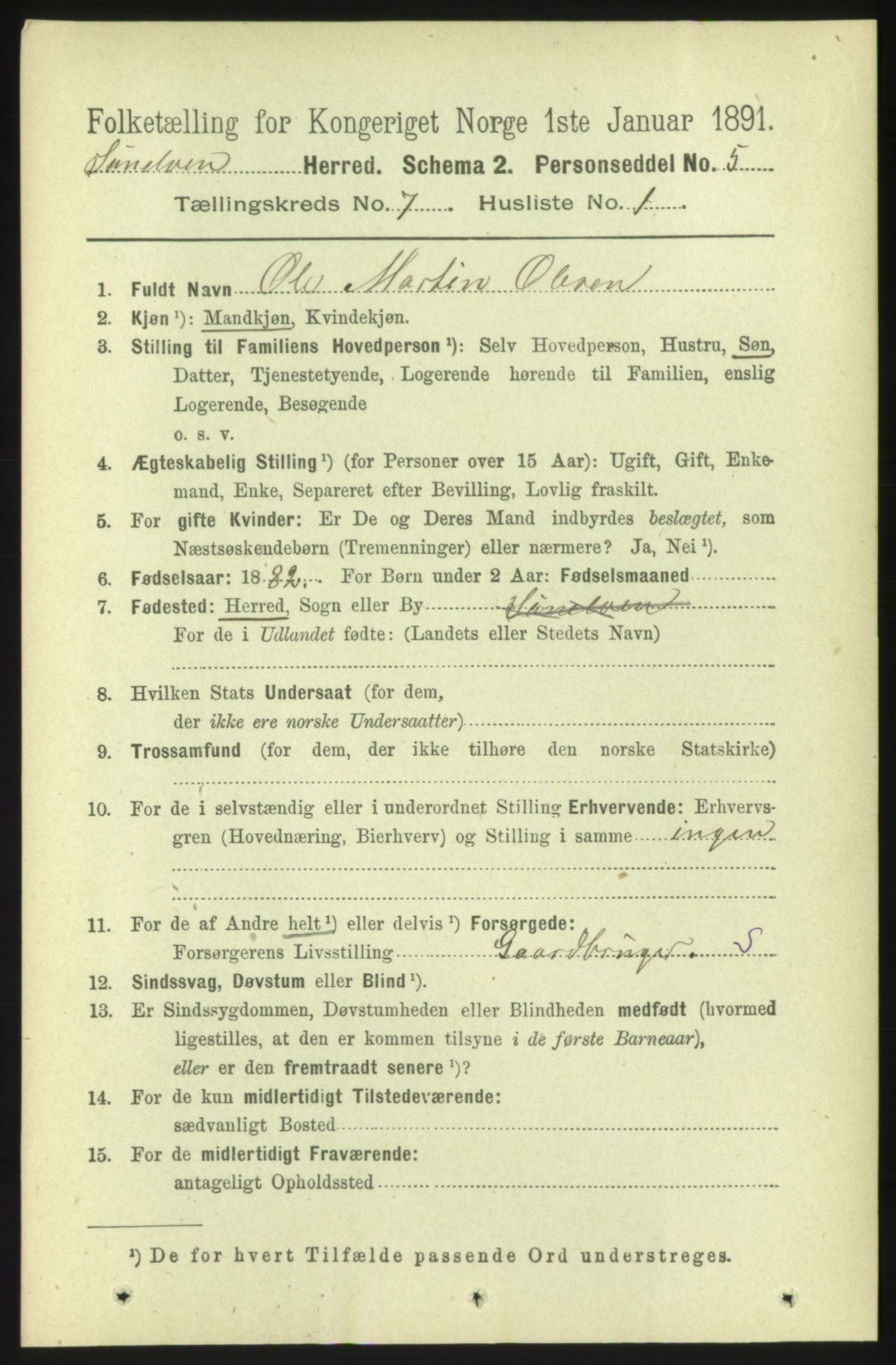 RA, 1891 census for 1523 Sunnylven, 1891, p. 1769