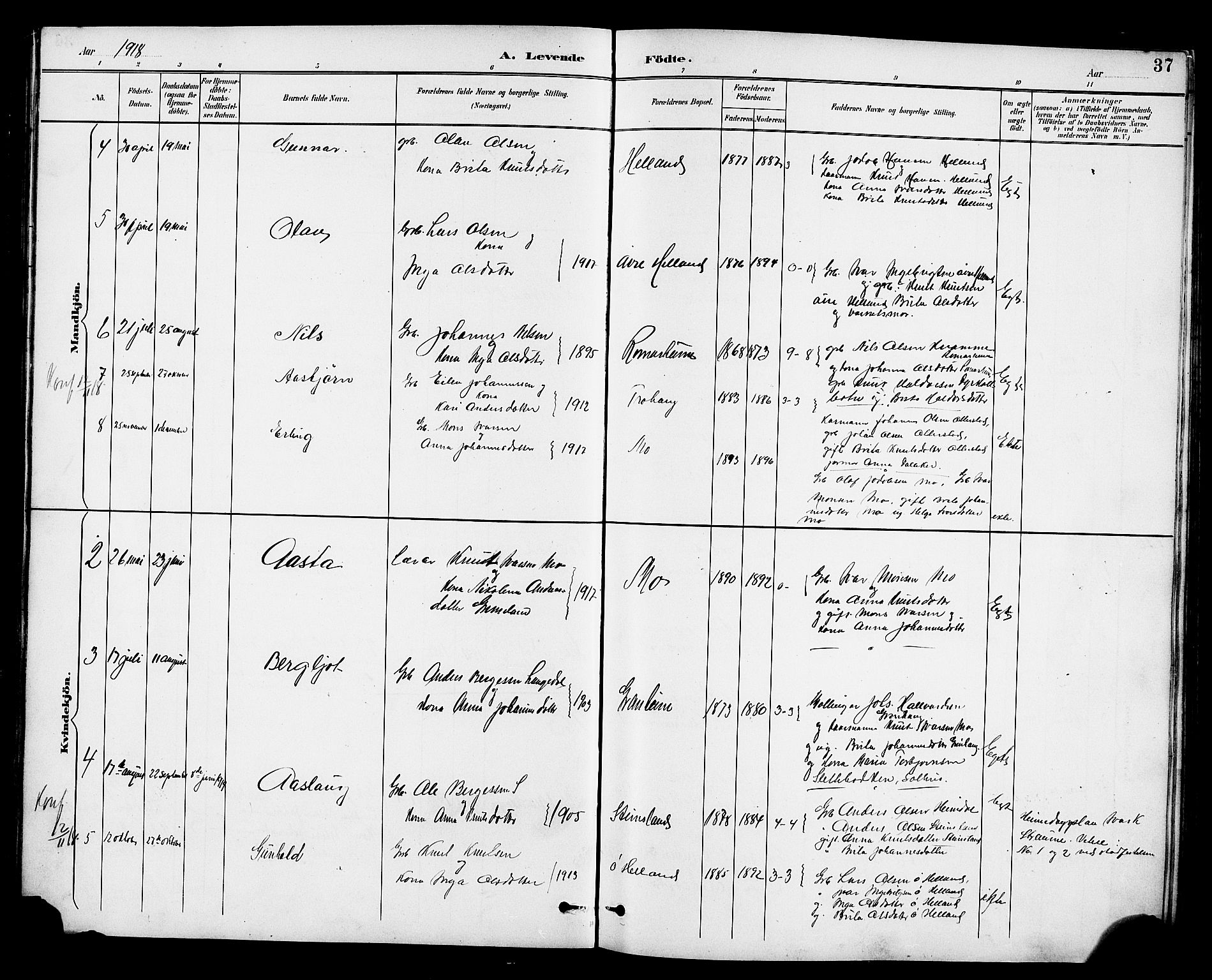 Osterfjorden Soknepresembete, AV/SAB-A-77301: Parish register (copy) no. B 2, 1891-1922, p. 37