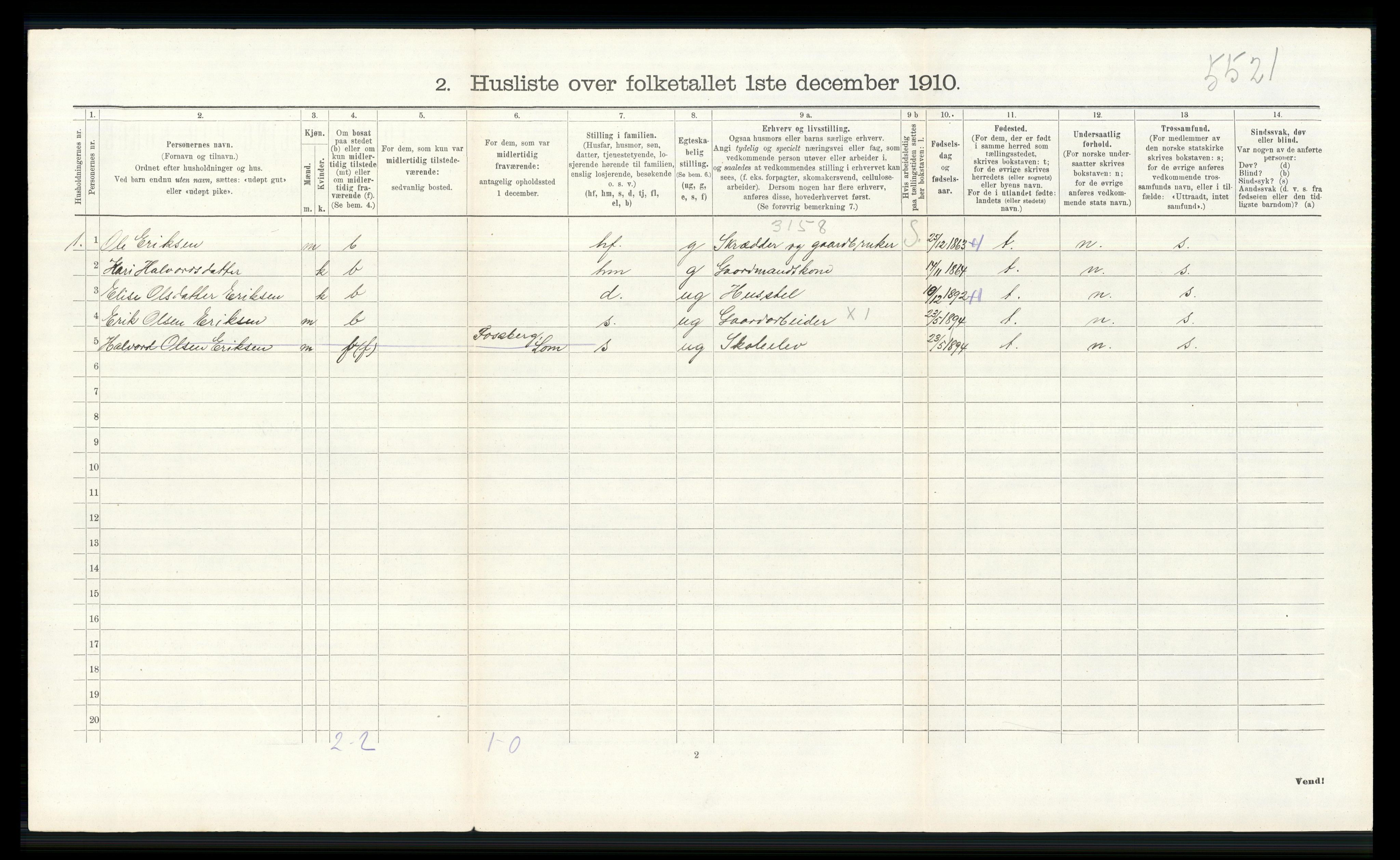 RA, 1910 census for Lom, 1910, p. 768